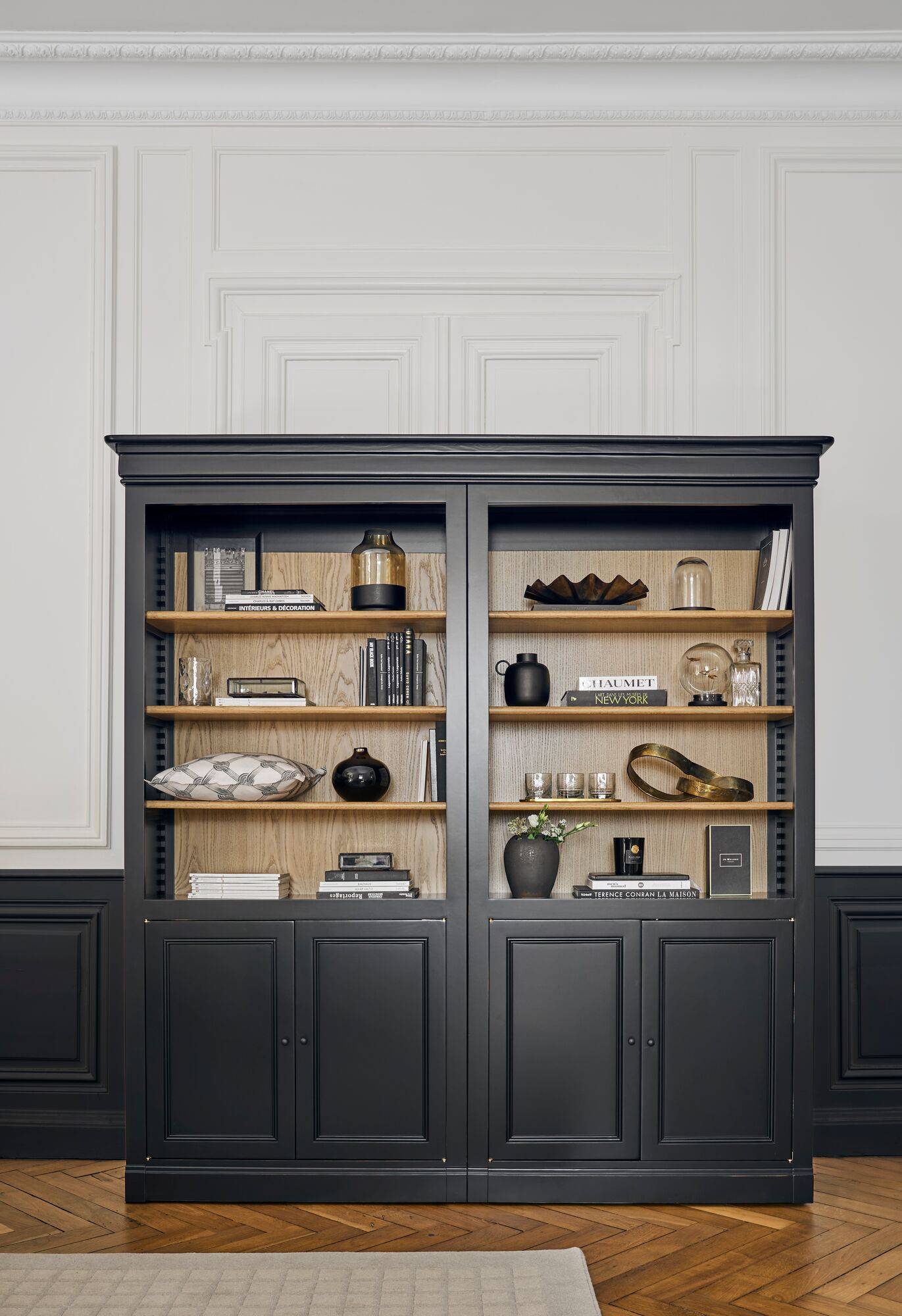 Bibliothèque bois massif 4 portes Embellie