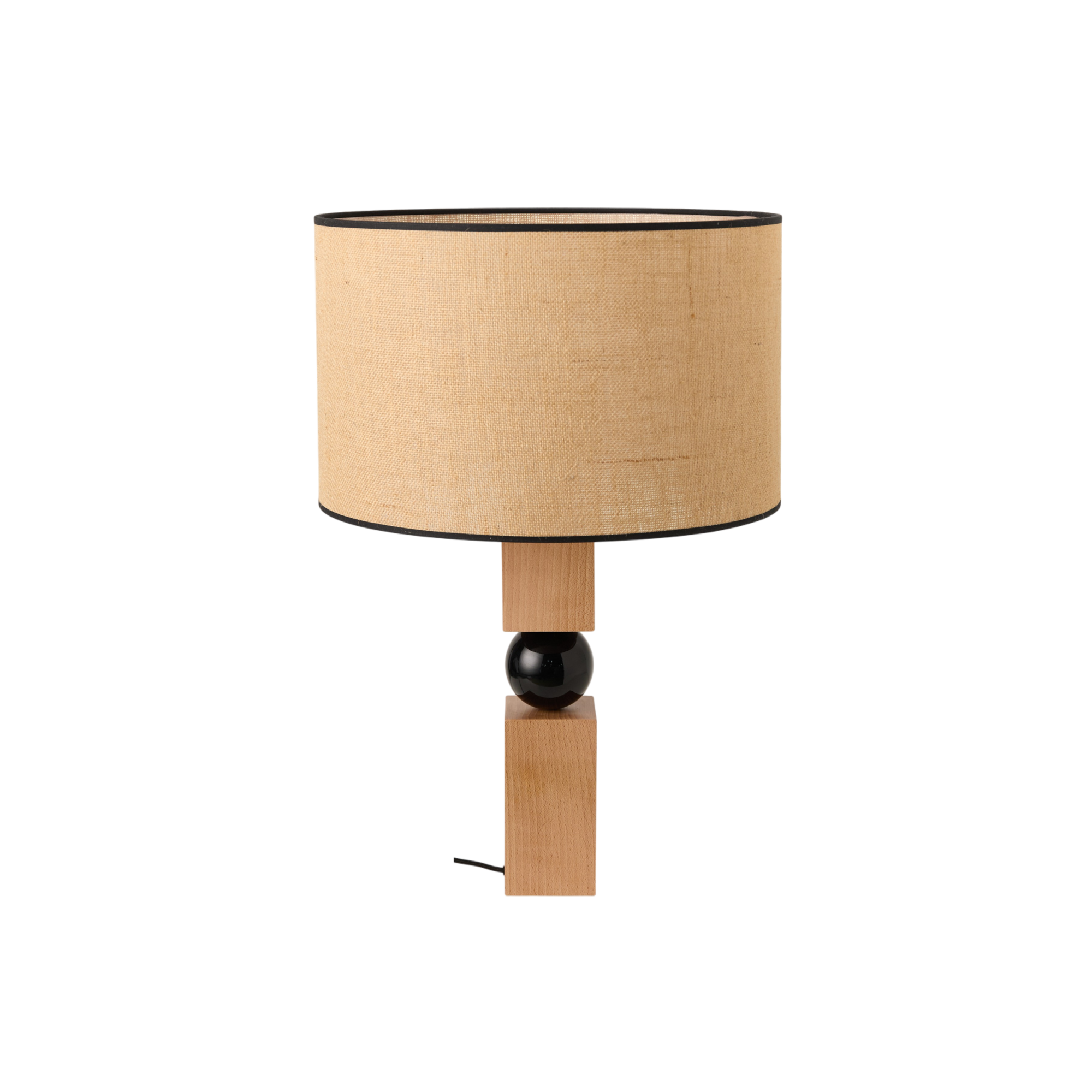 Lampe à poser en bois et abat jour jute Romy