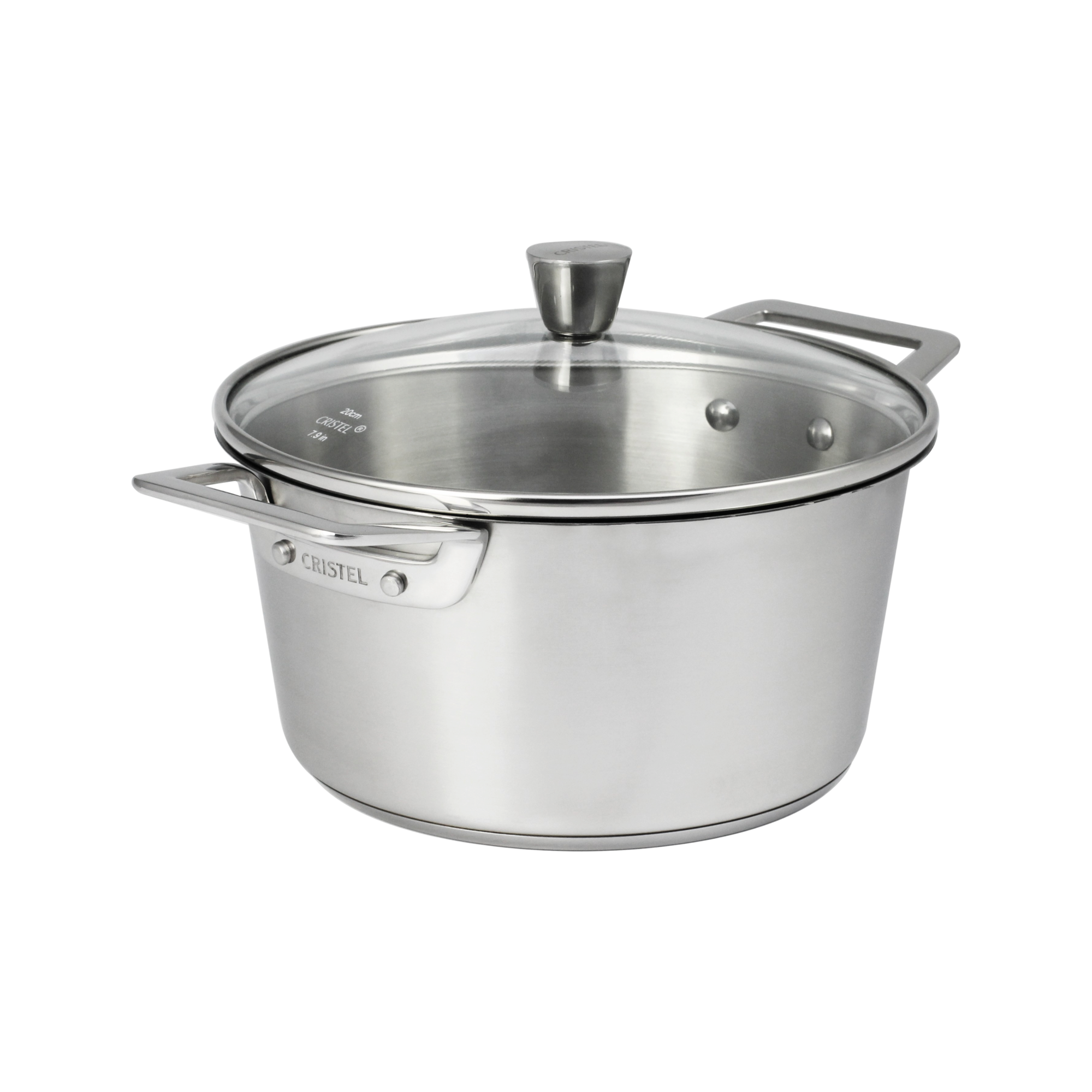 Faitout inox brossé avec couvercle en verre - Image 1