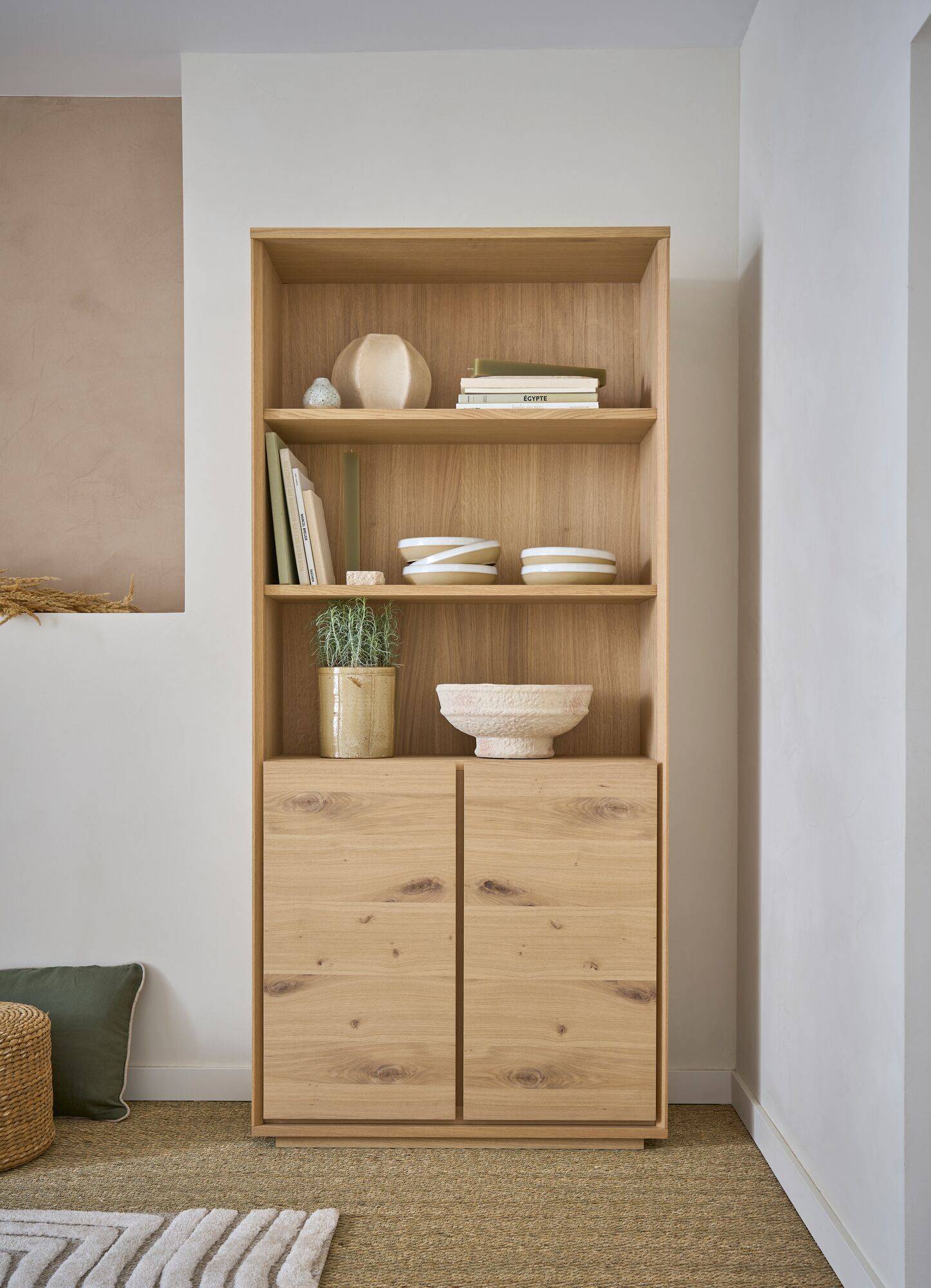 Bibliothèque bois 2 portes Albin