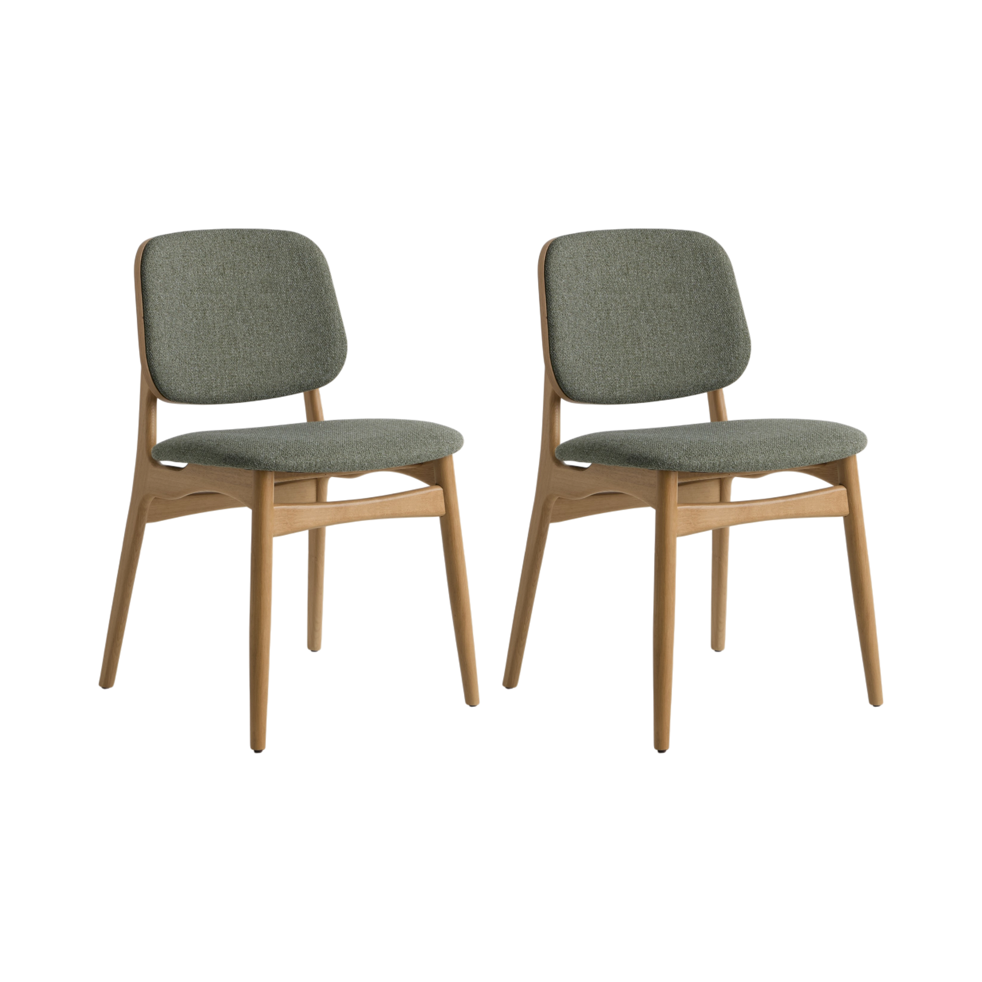 Lot de 2 chaises tissu et structure  bois clair Solane