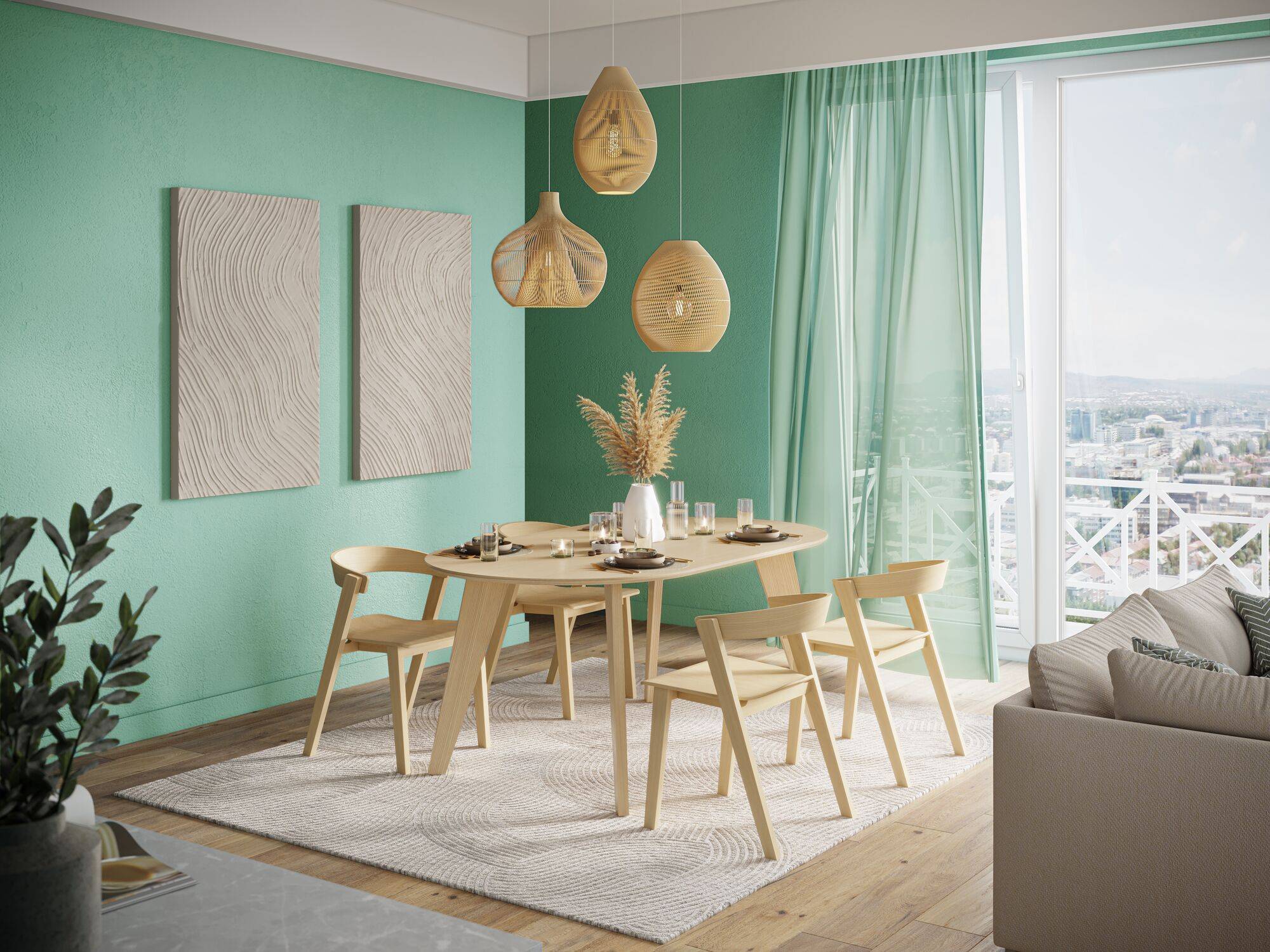 Table à manger ovale bois 6 personnes Lago - Image 1