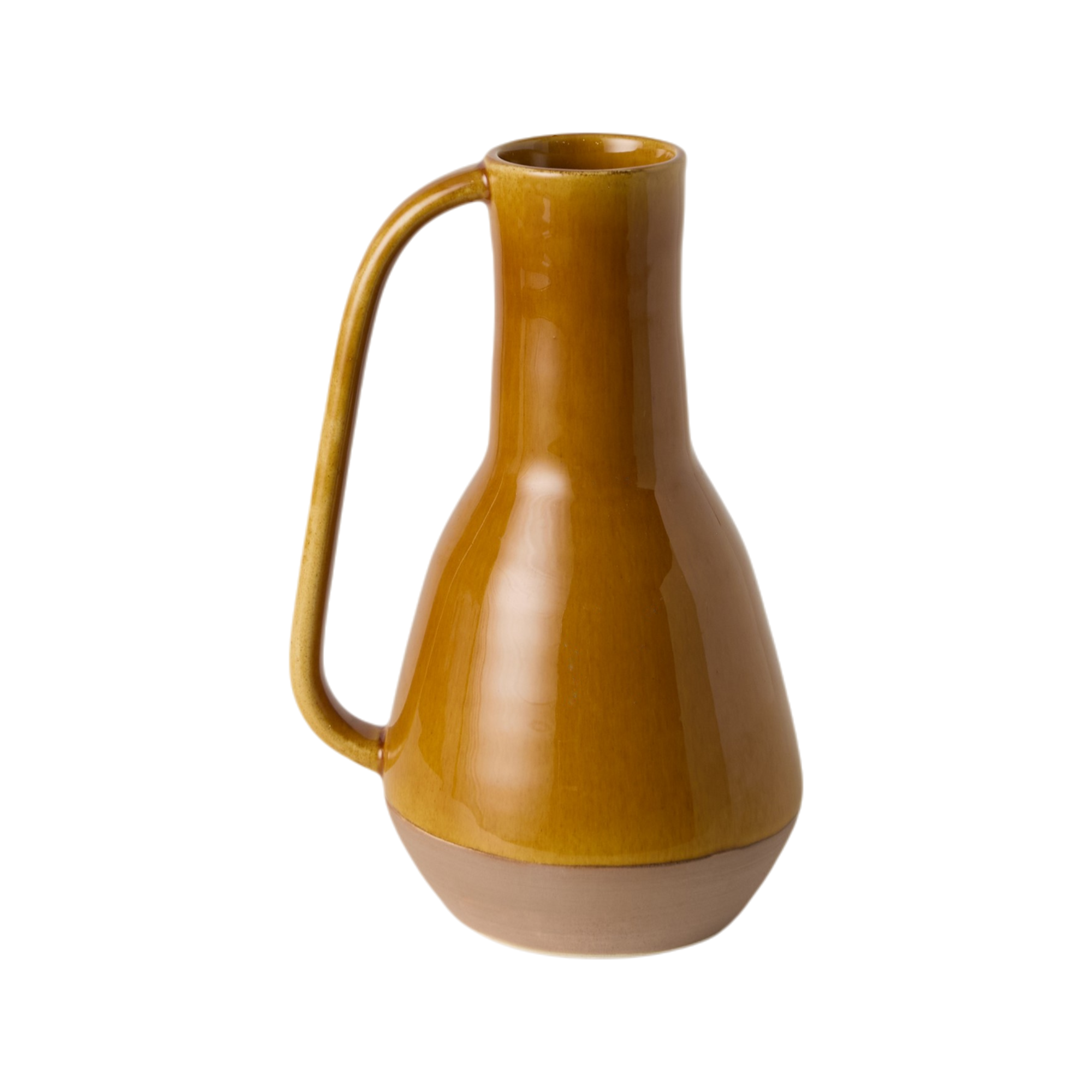 Amphore vase à anse curry en céramique 24cm