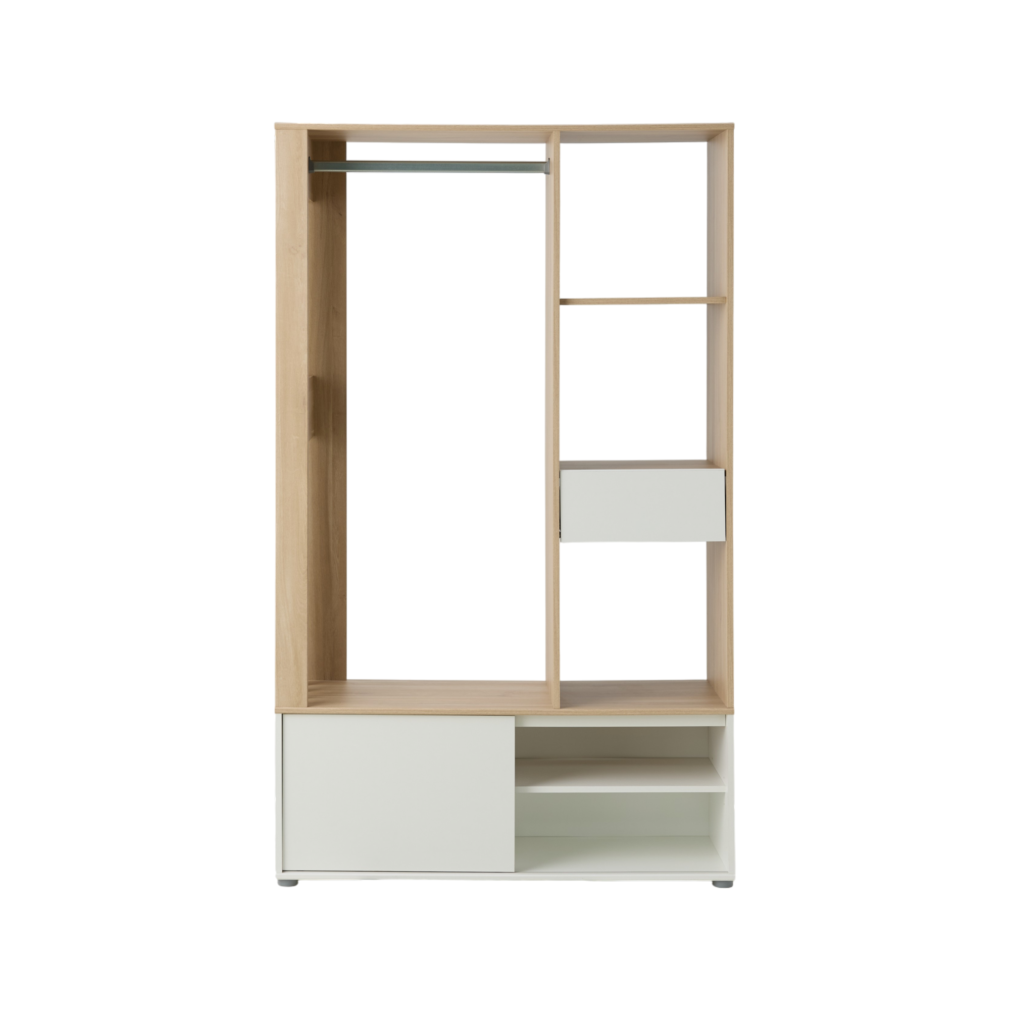 Meuble d'entrée blanc et décor bois  Paul