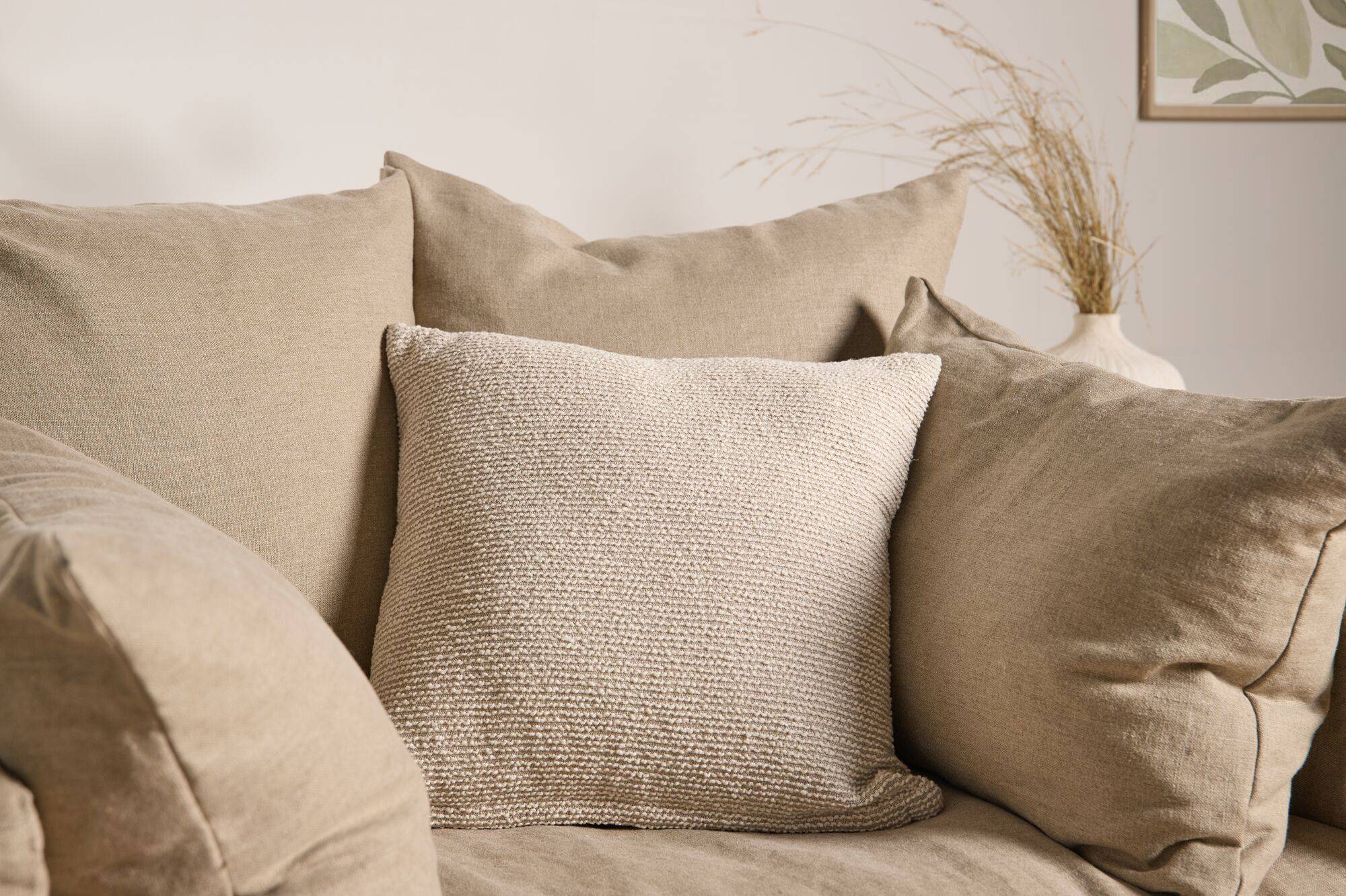 Coussin coton lin tramé Léon