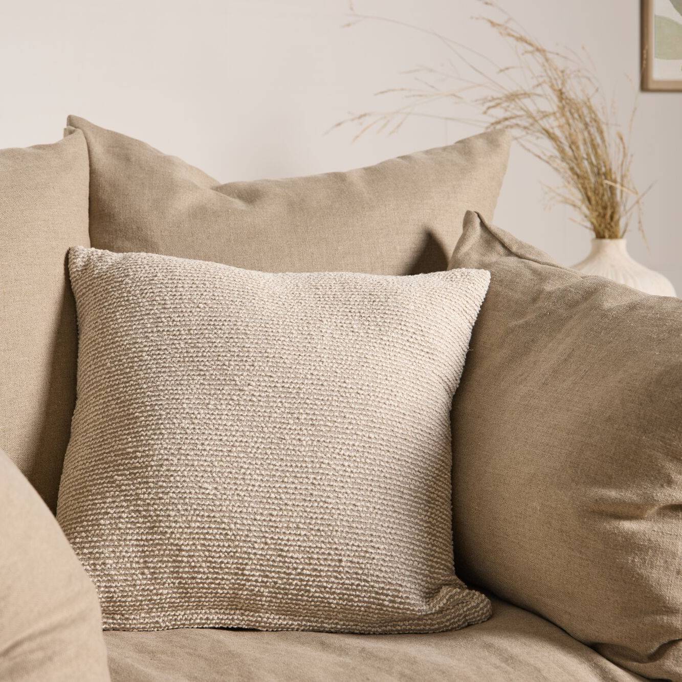 Coussin coton lin tramé Léon