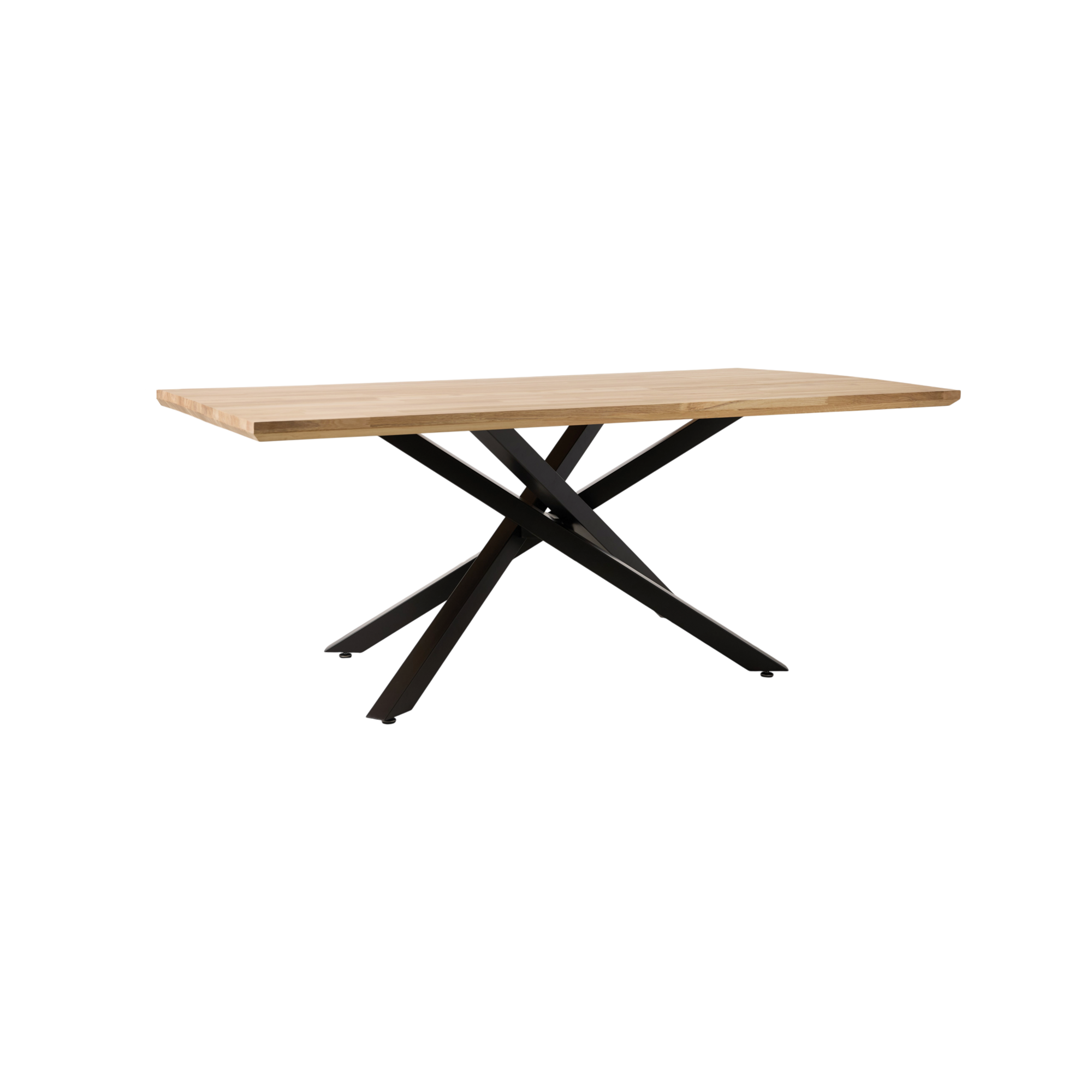 Table à manger rectangulaire chêne massif, pieds métal noir 8 personnes Victoire