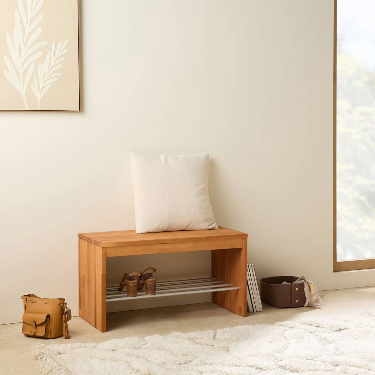 Banc à chaussures bois massif 1 place Cyriel Banc à chaussures bois massif 1 place Cyriel