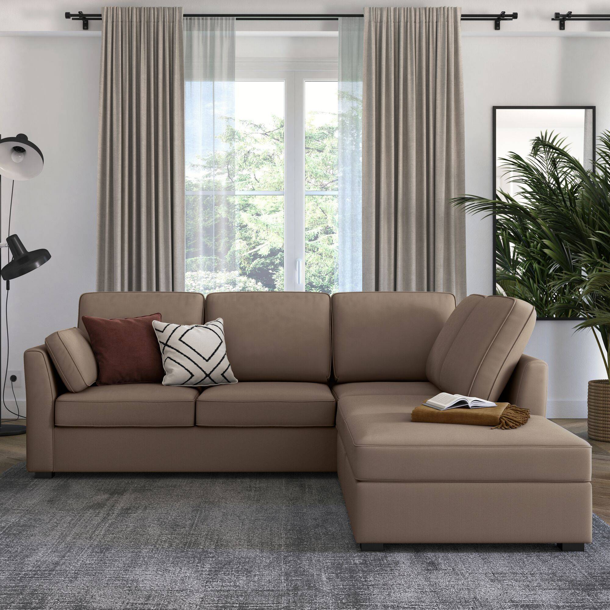 Canapé d'angle réversible tissu coton déhoussable Marbella - Image 1