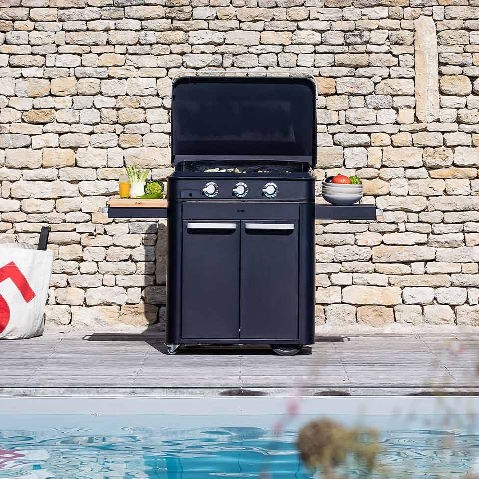 Ensemble Plancha et Chariot EnoSign 80 Gaz - Bleu Navy