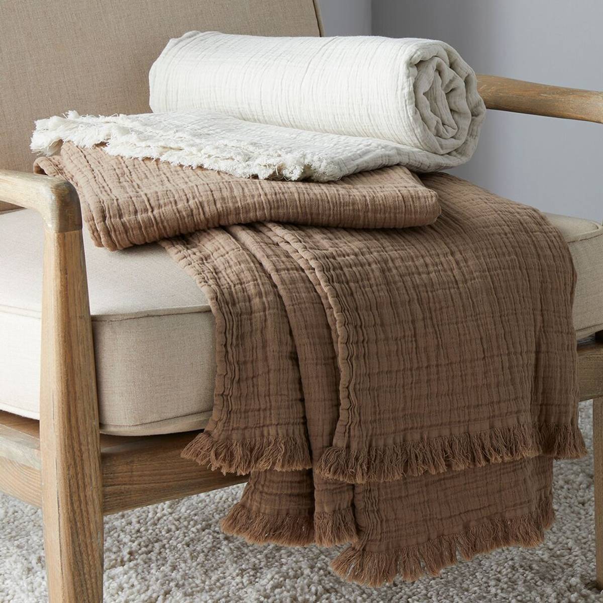 Plaid gaze de coton Brehat Plaid gaze de coton Brehat