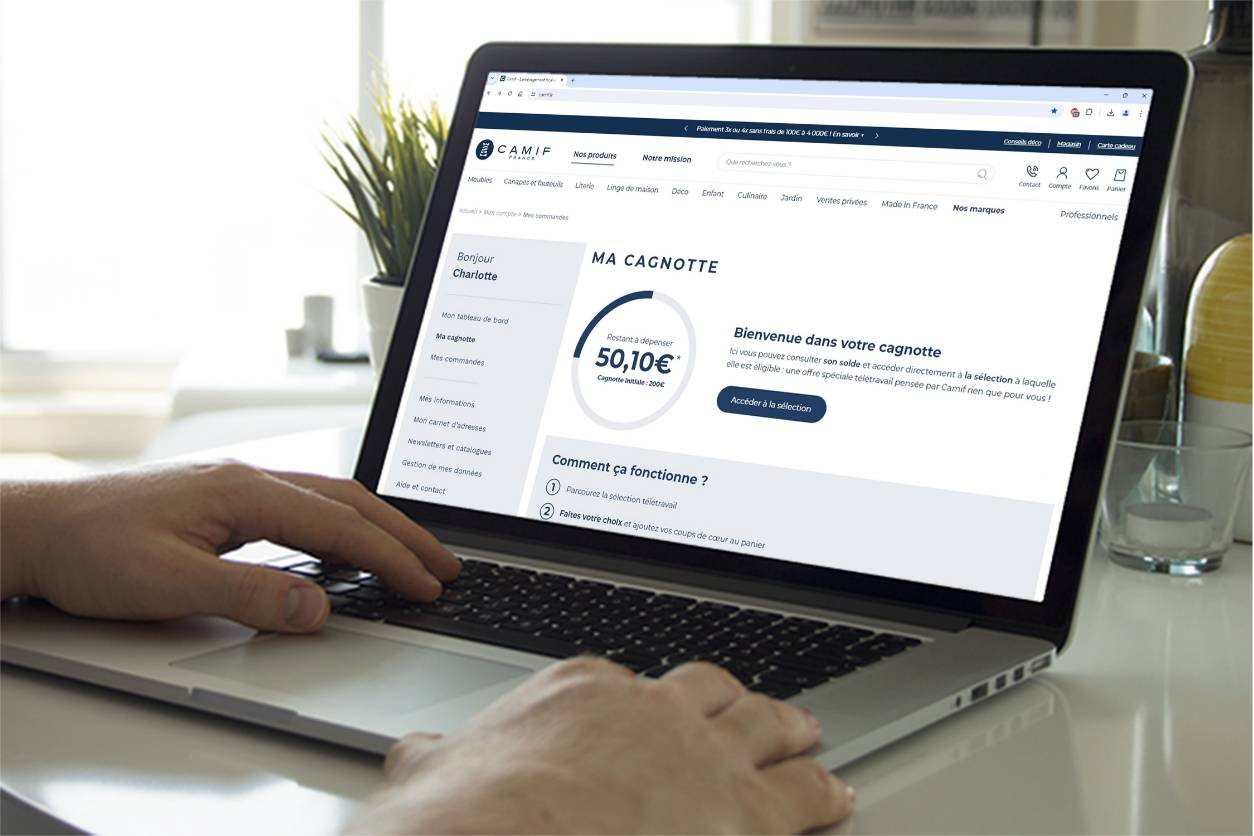 Une cagnotte du montant de votre choix | Camif Professionel Télétravail : notre solution clés en main pour équiper vos salariés