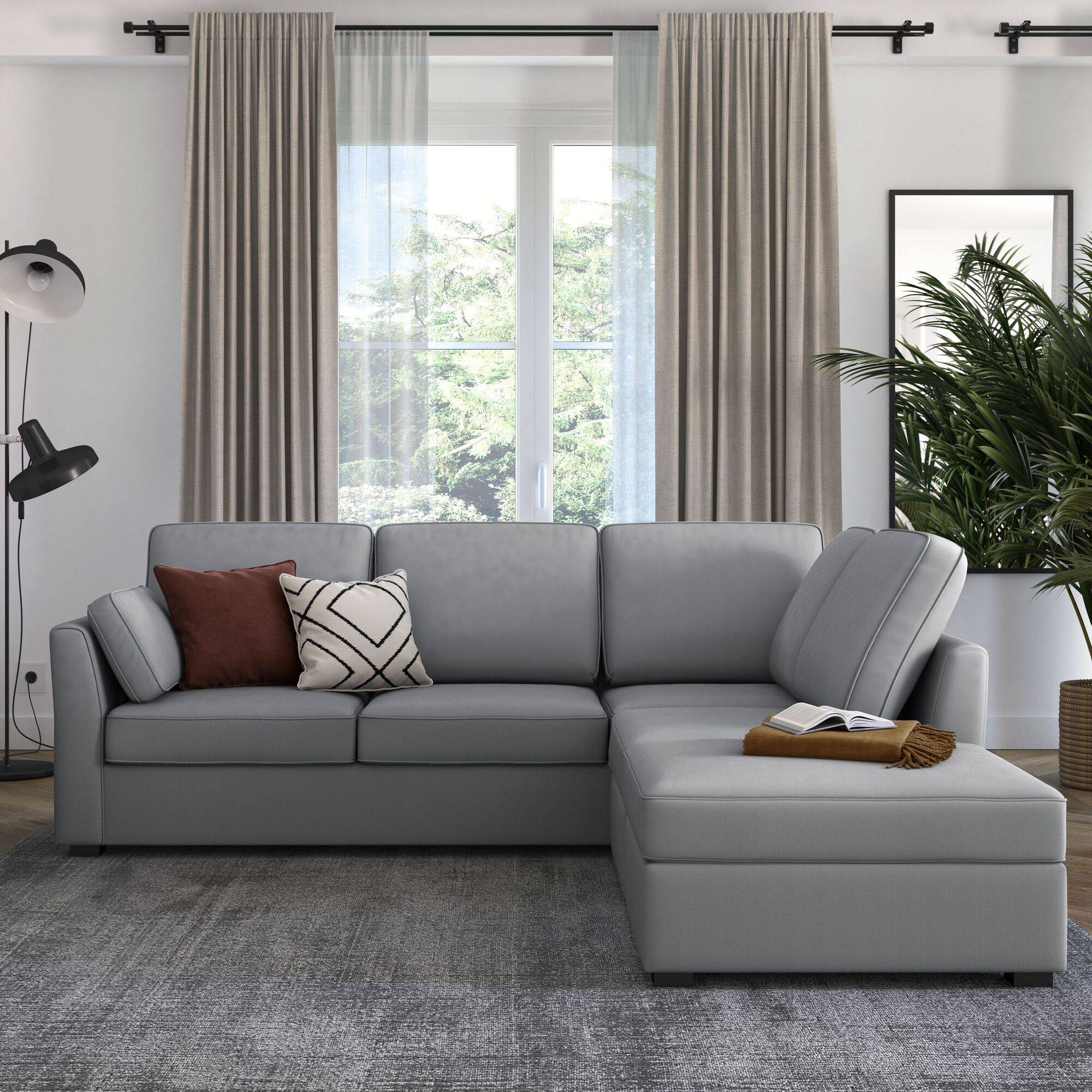 Canapé d'angle réversible tissu coton déhoussable Marbella - Image 1