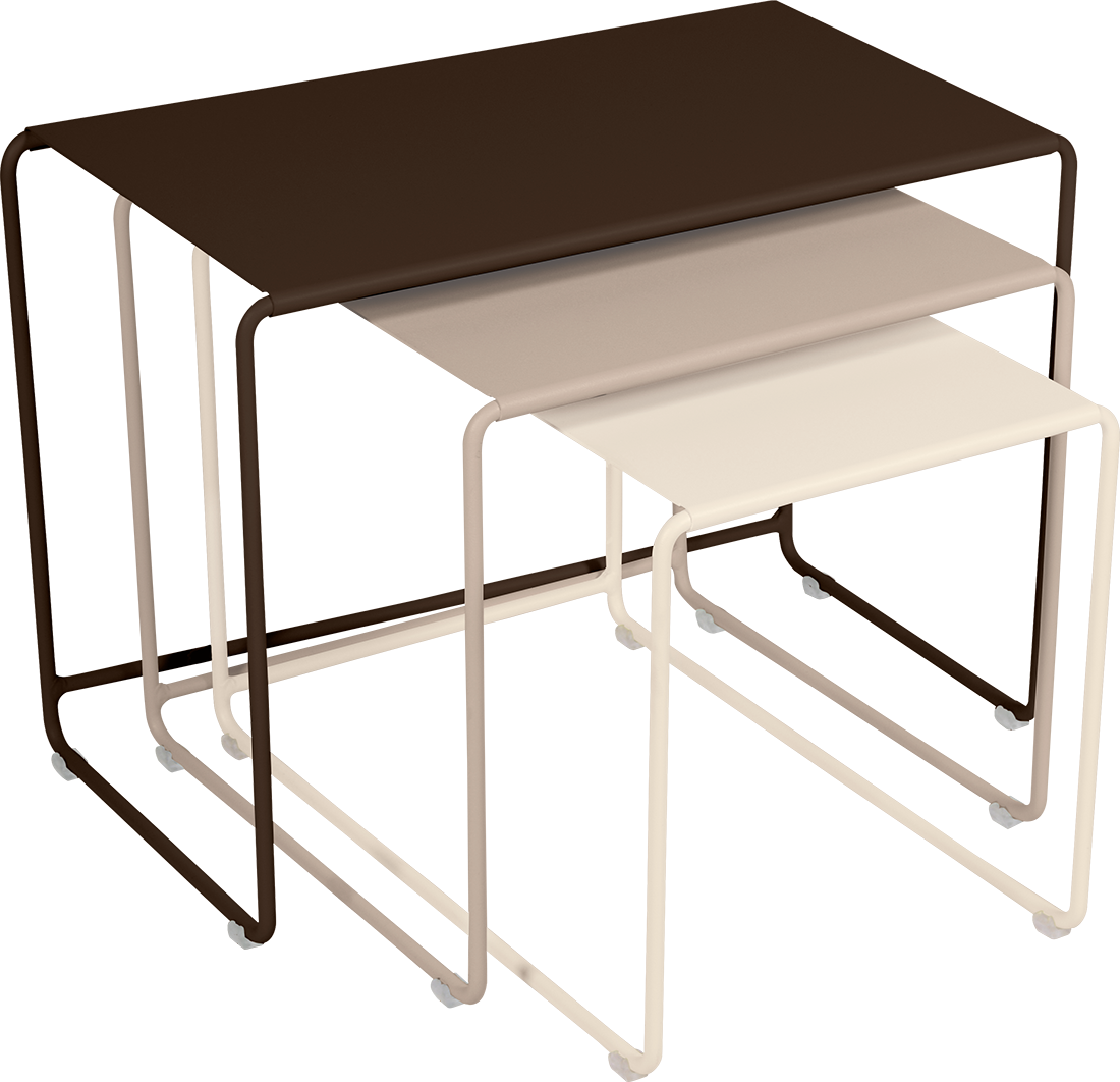 Trilogie de tables basses gigognes  Bouquet rétro beige Oulala