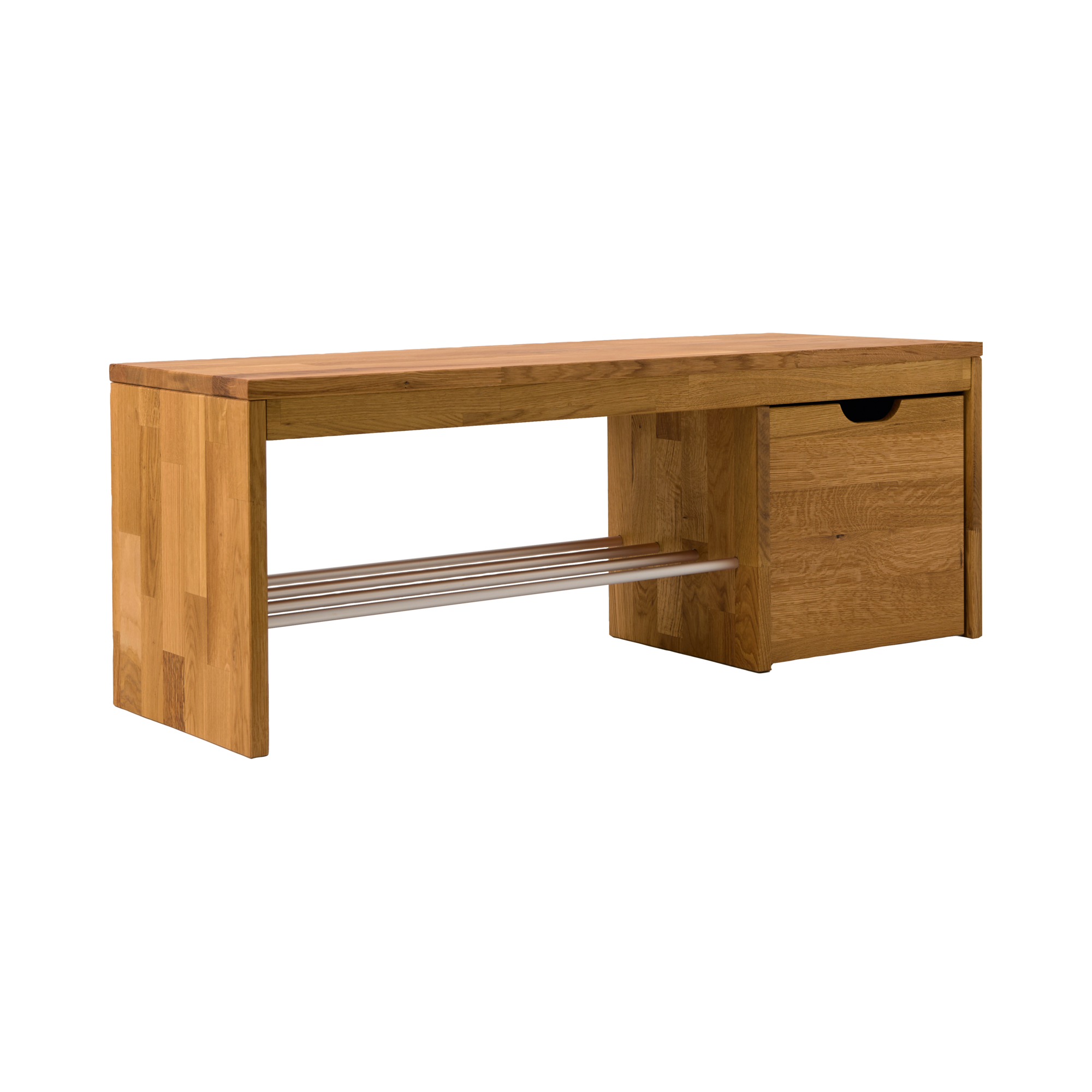 Banc à chaussures bois massif avec 1 cube de rangement Cyriel
