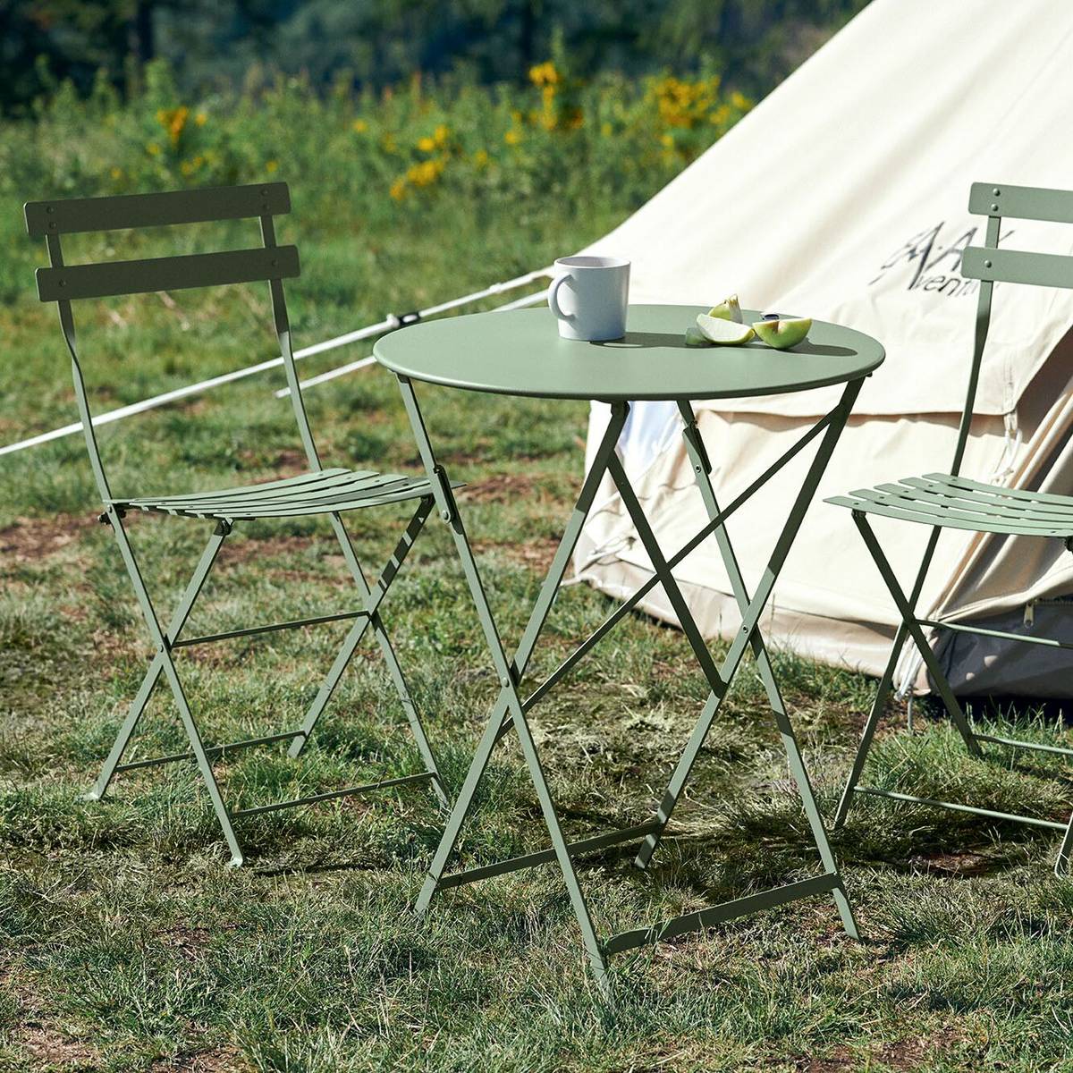 Table Ronde Pliante Ø60 cm Bistro en Acier Table Ronde Pliante Ø60 cm Bistro en Acier