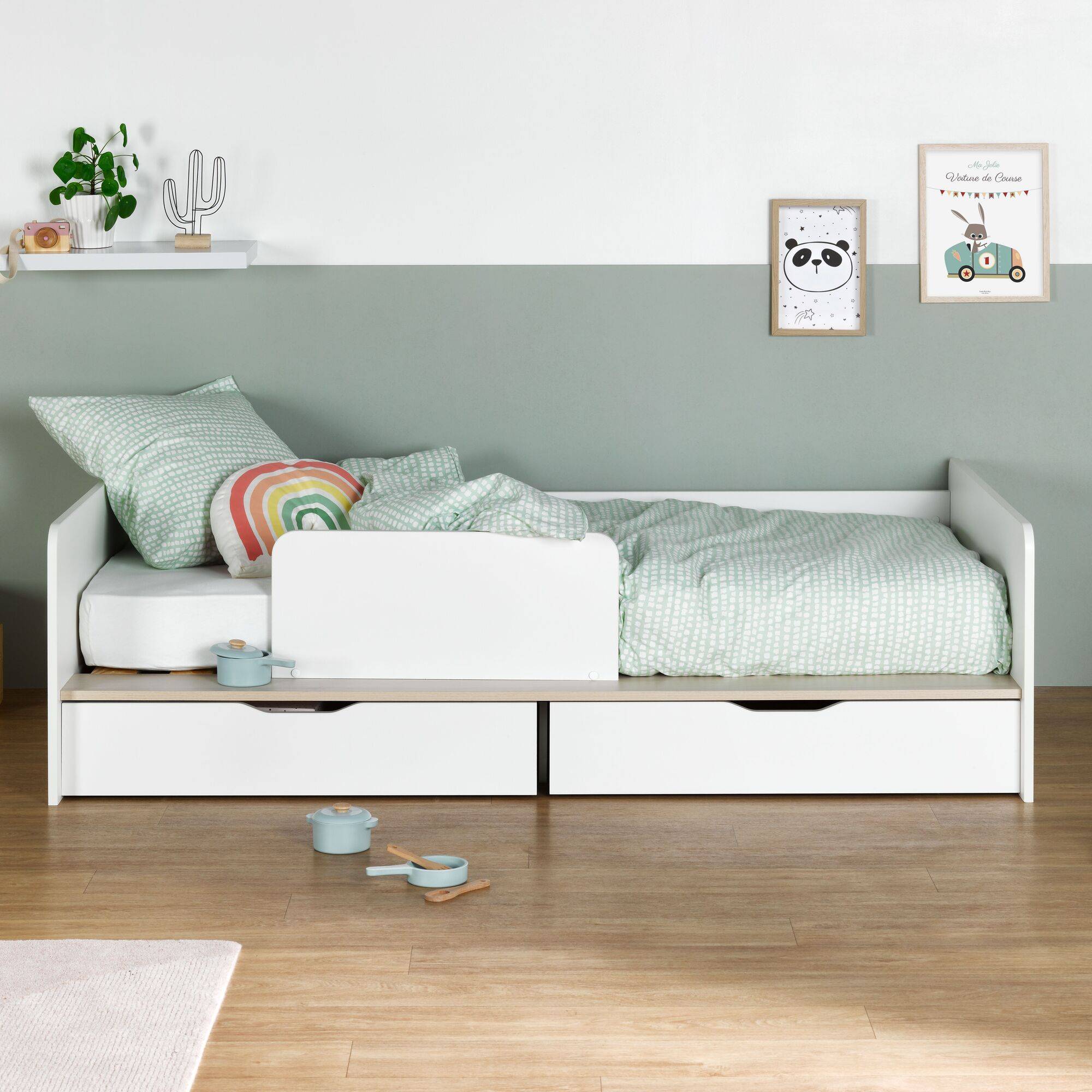 barriere de lit en bois blanc