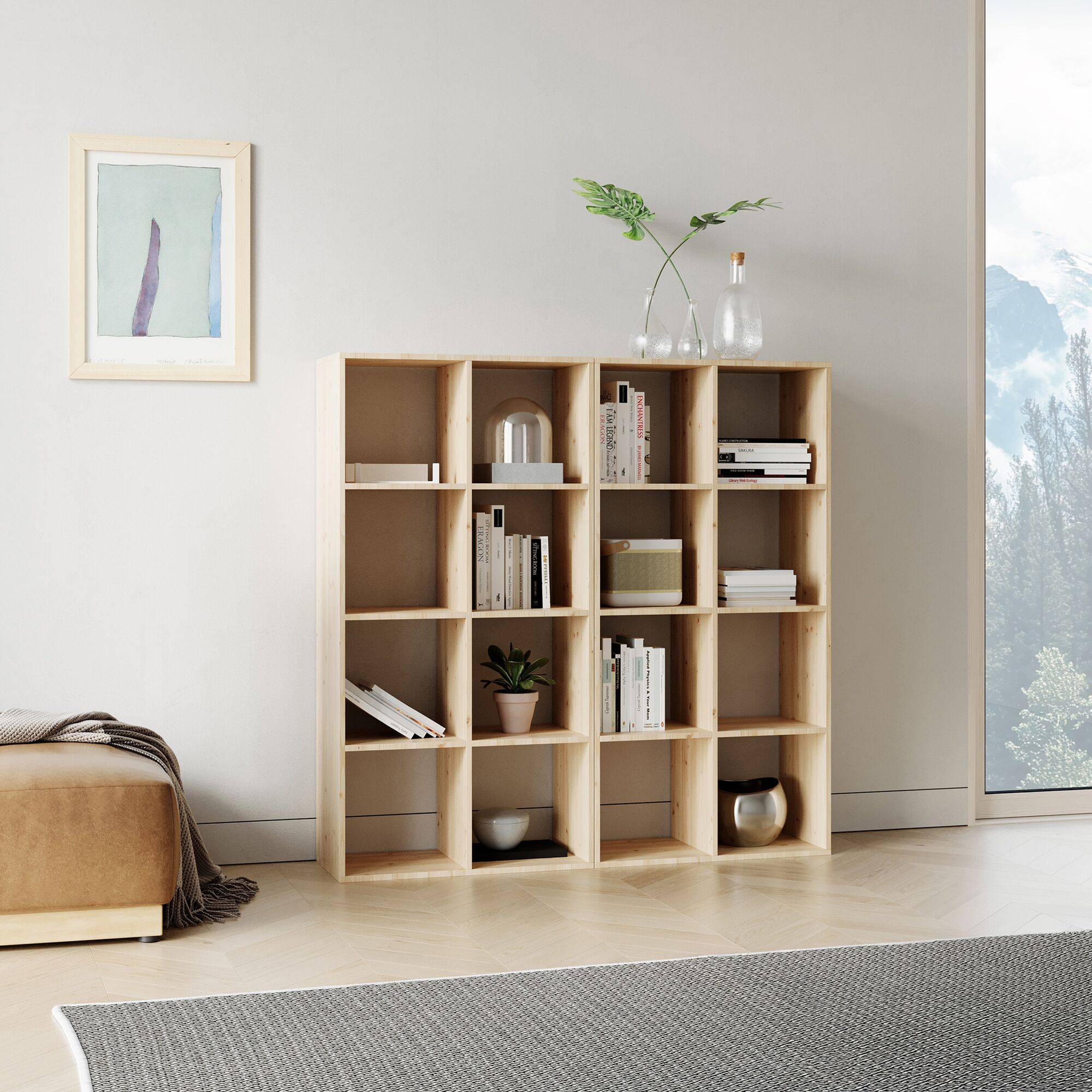 Etagère bois massif 4x4 cases Elio