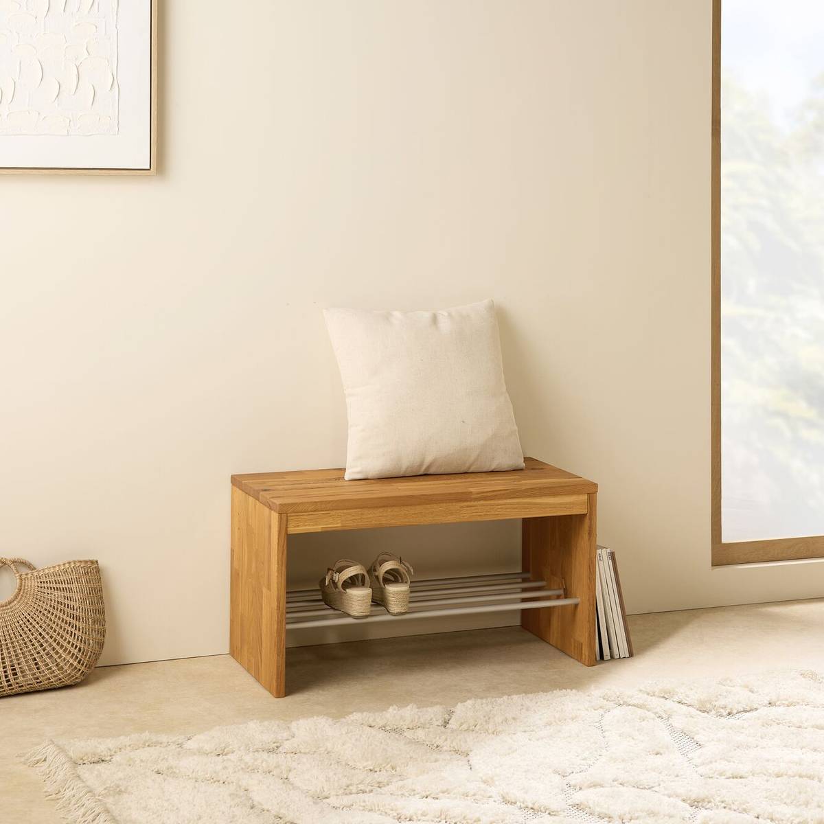 Banc à chaussures bois massif 1 place Cyriel Banc à chaussures bois massif 1 place Cyriel