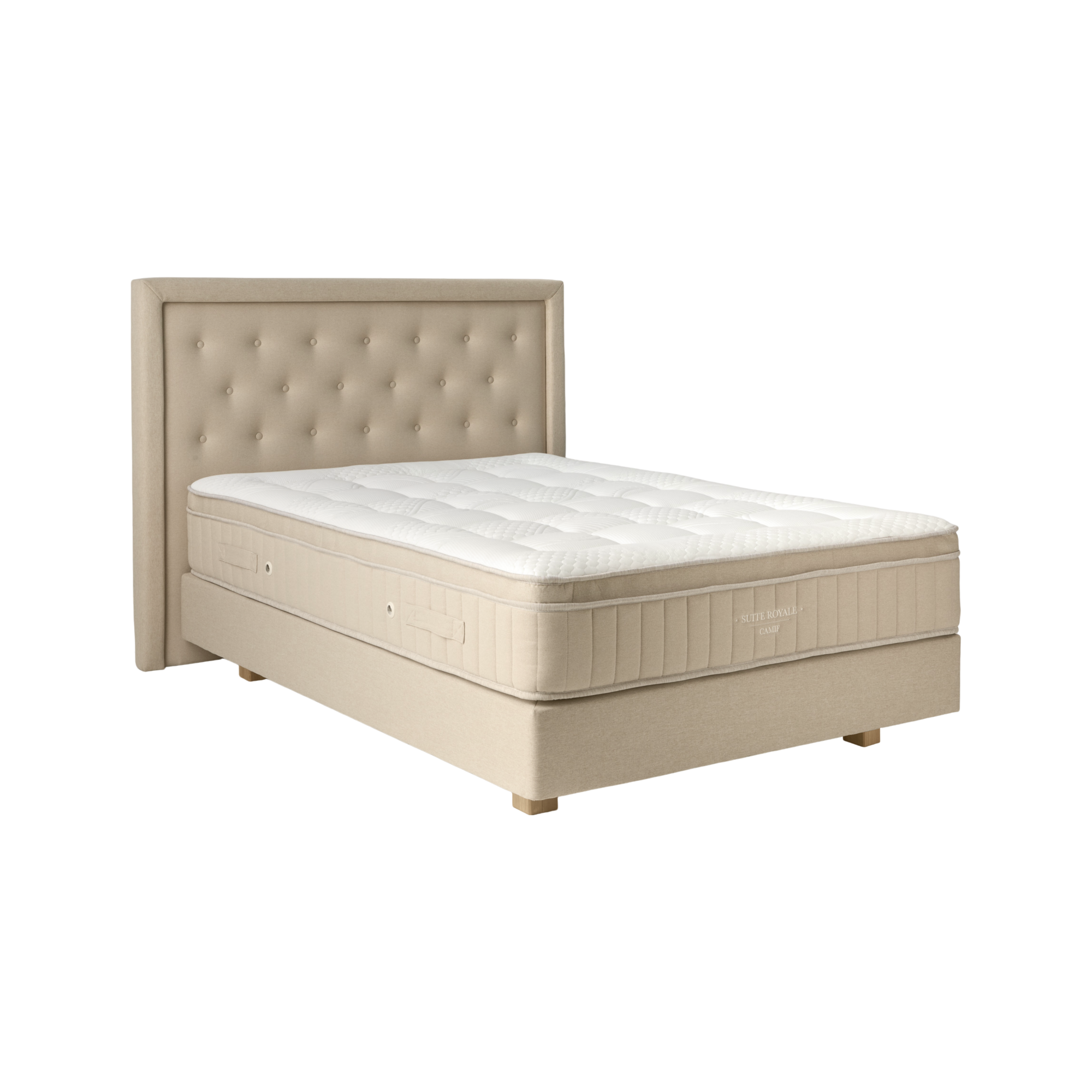 Offrez-vous l'alliance parfaite du style, du confort et de l'excellence avec notre ensemble literie d'exception : sommier, tête de lit et le matelas Suite Royale. Le tout, fabriqué en France !Inspiré des plus belles suites hôtelières, cet ensemble incarne l'élégance, la qualité et la durabilité. La tête de lit, au design raffiné, structure l'espace avec goût et ajoute une touche décorative sophistiquée. Le sommier, quant à lui, garantit un soutien optimal de votre matelas pour un sommeil profond et réparateur, nuit après nuit.Au cœur de cette composition haut de gamme, découvrez le matelas Suite Royale, conçu pour offrir une expérience de sommeil inégalée.Doté de 1551 ressorts ensachés pour une indépendance de couchage parfaite, il est renforcé par une ceinture stabilisatrice qui assure maintien, ventilation et longévité. Son âme associe une mousse médium et une mousse haute gamme, réparties en 5 zones de confort qui épousent les courbes du corps, réduisant les points de pression pour un sommeil serein.En vous allongeant sur le matelas, vous sentirez la sensation de douceur comme si vous vous endormiez sur un nuage.Design soigné, confort absolu, technologies de pointe : votre chambre devient un véritable havre de bien-être.