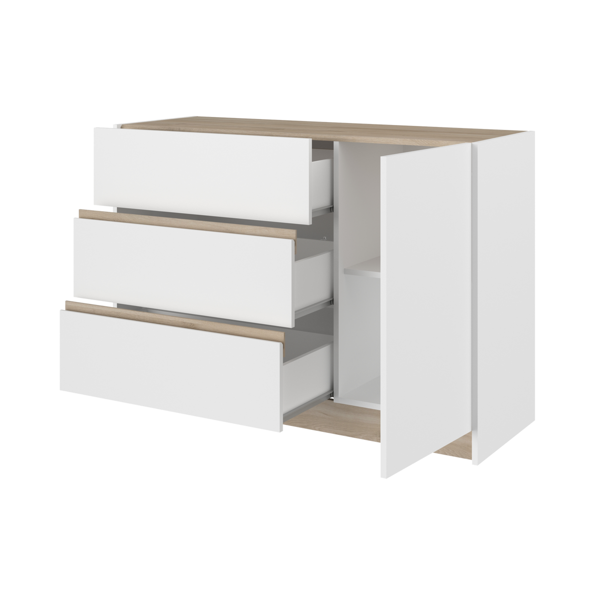 Commode 3 tiroirs décor bois Palerme Commode 3 tiroirs décor bois Palerme