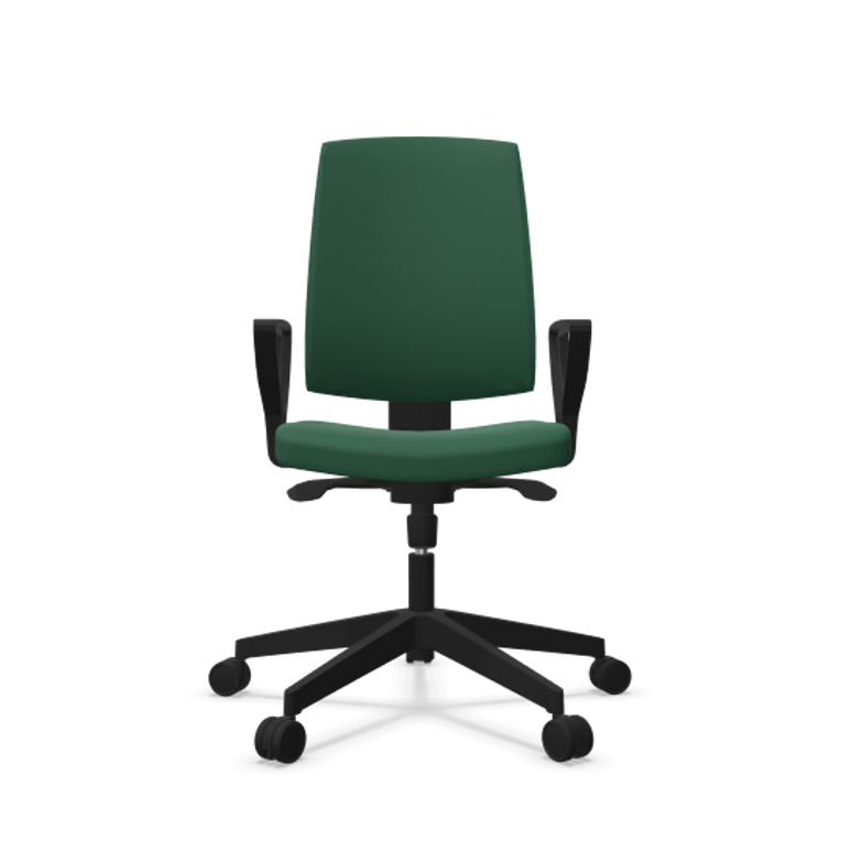 Fauteuil de bureau dossier capitonné et plastique noir avec accoudoirs fixes Fauteuil de bureau dossier capitonné et plastique noir avec accoudoirs fixes