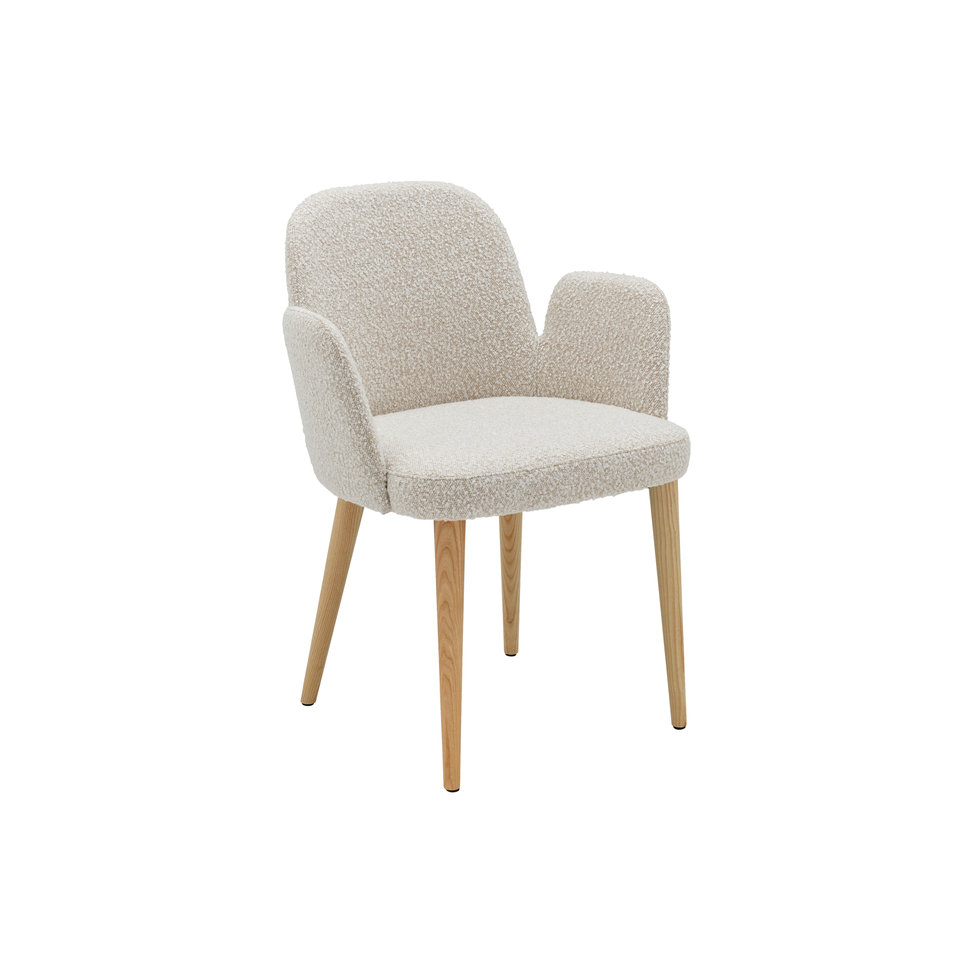 Invitez le confort et l'élégance dans votre intérieur avec la chaise bouclette avec accoudoirs Maxine. Son design enveloppant et son tissu texturé créent une assise cosy et chaleureuse, idéale pour des moments de convivialité autour de la table.Grâce à ses accoudoirs intégrés, elle offre un confort optimal, parfait pour prolonger les repas en toute sérénité. Ses pieds en bois apportent une touche authentique et contrastent harmonieusement avec la douceur du tissu bouclette.Placée en bout de table ou autour d'un bureau, la chaise Maxine avec accoudoirs s'adapte à toutes les envies et s'intègre parfaitement dans un intérieur empreint de douceur et de chaleur.