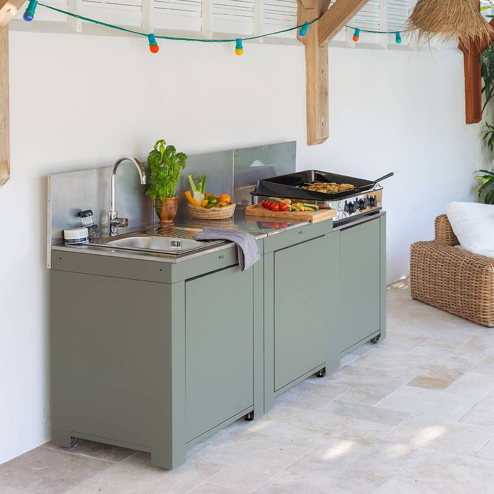 Cuisine 3 modules avec évier, Classic Vert Sauge