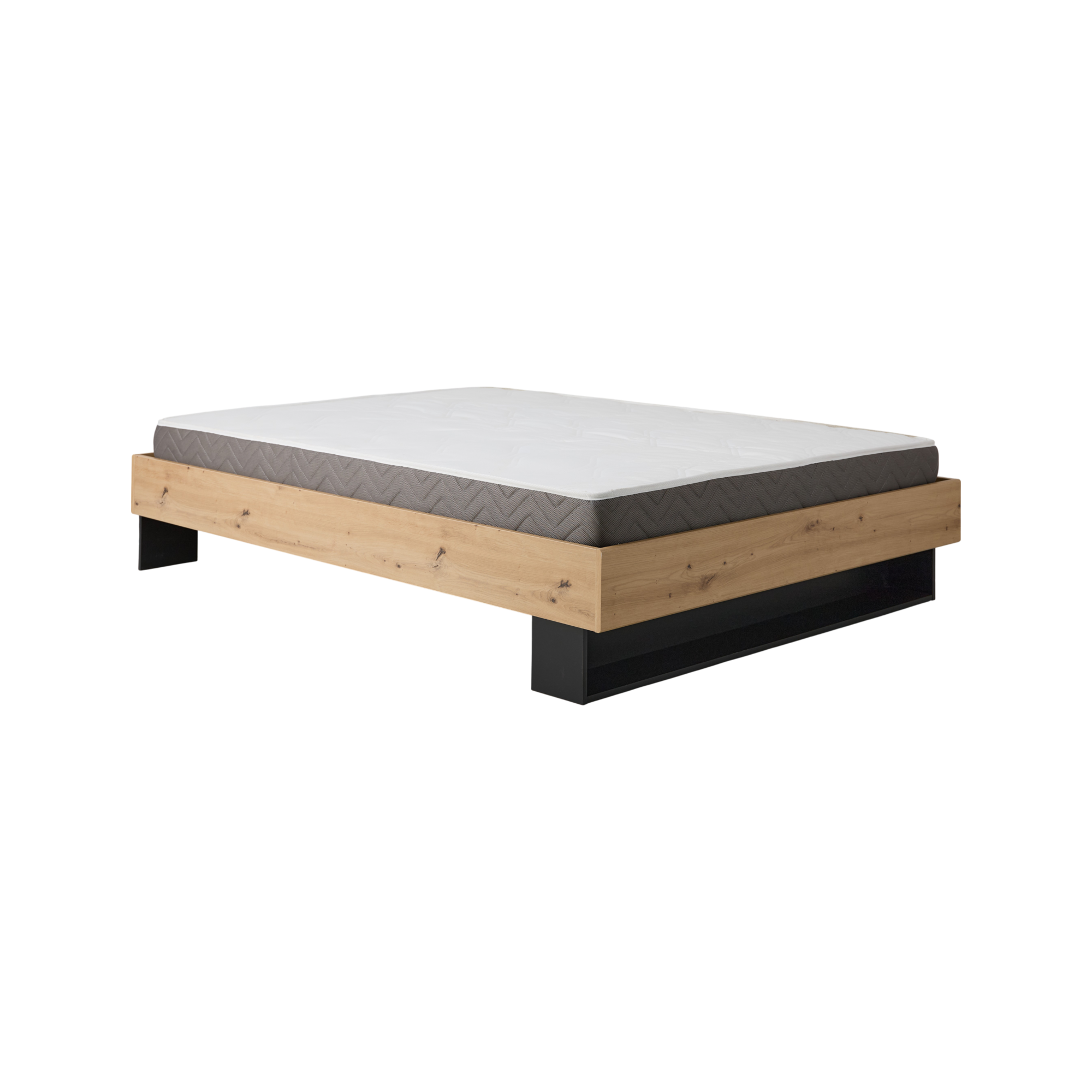 Lit avec tiroir de rangement en option Paris - Bois/Noir - 160 x 200 cm | Camif