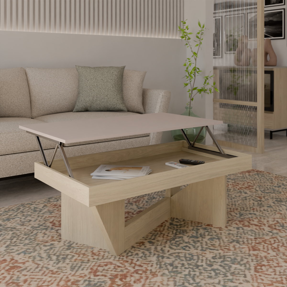 Table basse relevable décor bois Gabriela Table basse relevable décor bois Gabriela