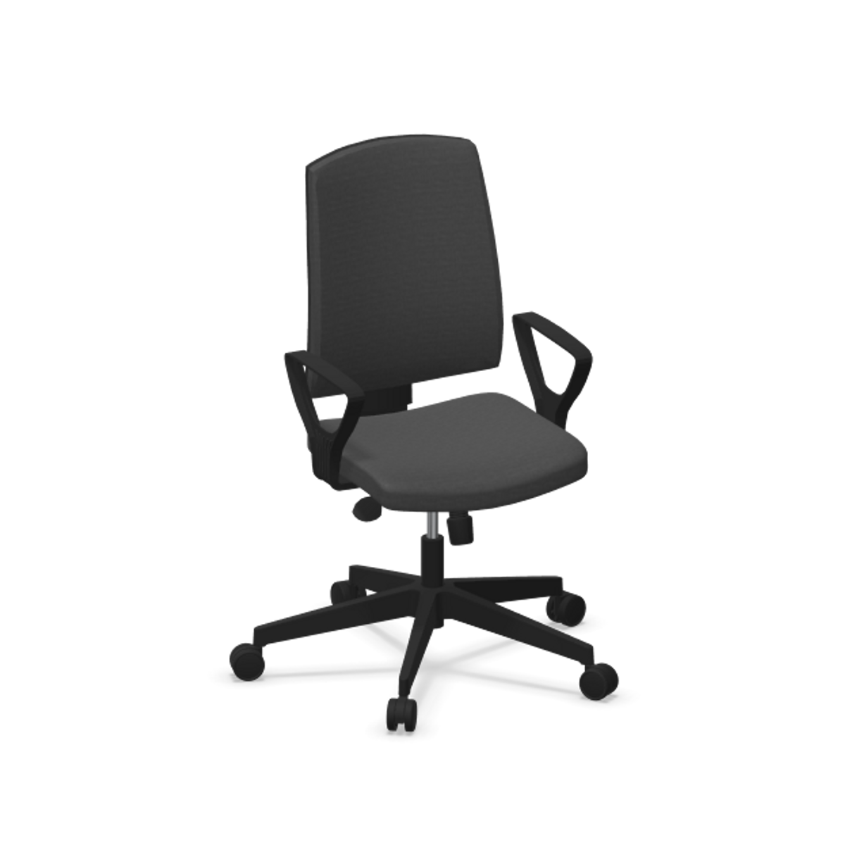 Fauteuil de bureau dossier capitonné et plastique noir avec accoudoirs fixes Fauteuil de bureau dossier capitonné et plastique noir avec accoudoirs fixes