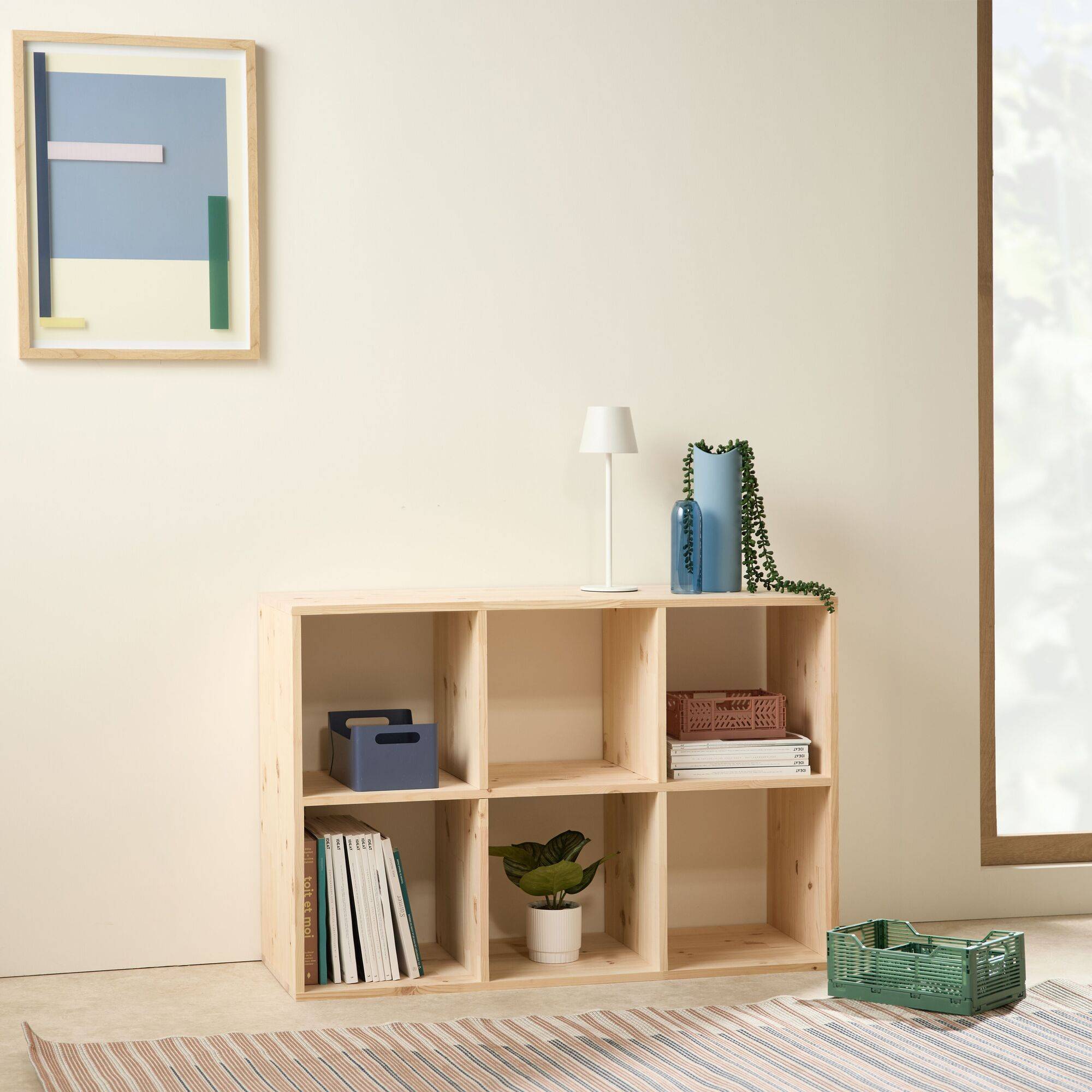 Etagère bois massif 2x3 cases Elio