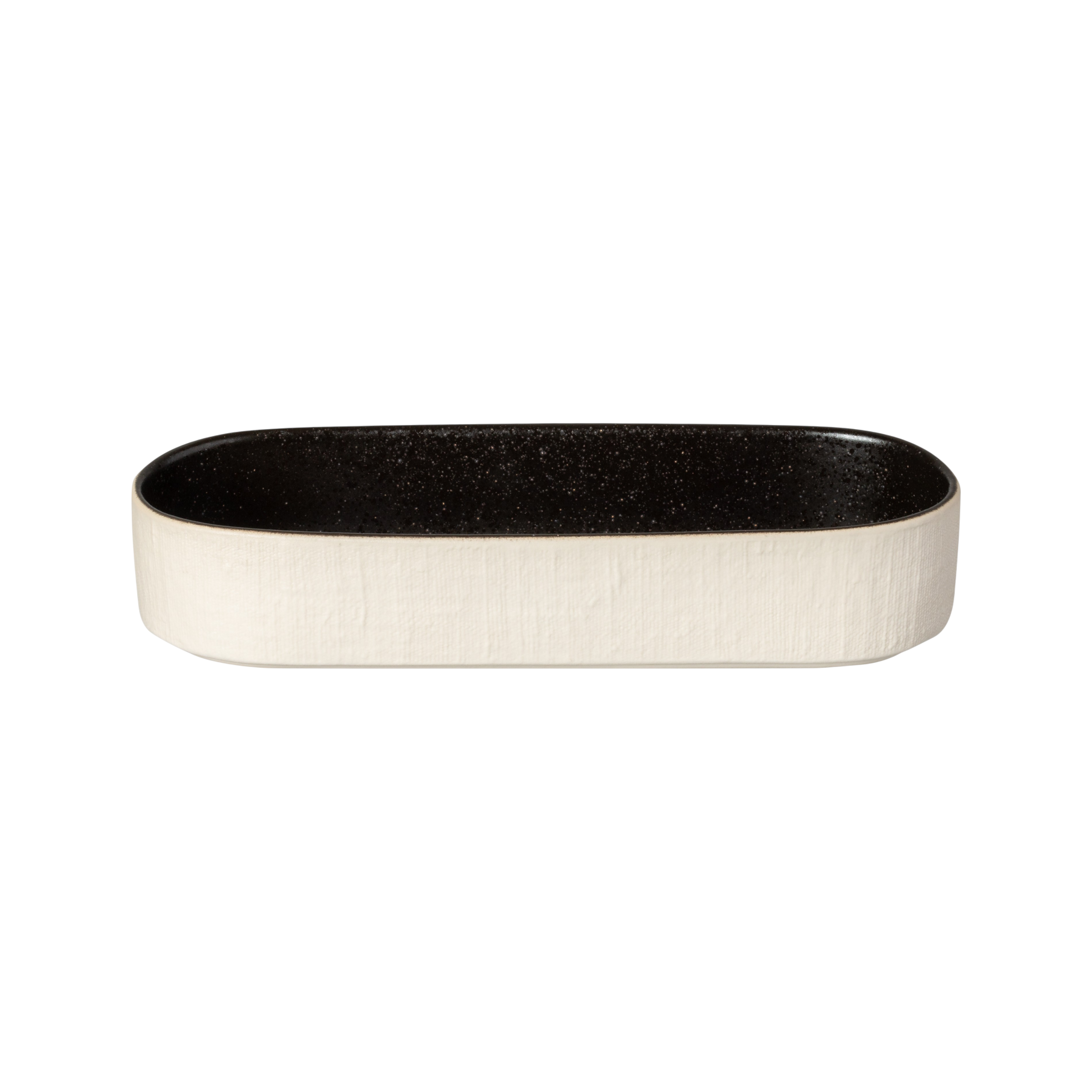 Plateau creux ovale grès déco 25 cm Notos
