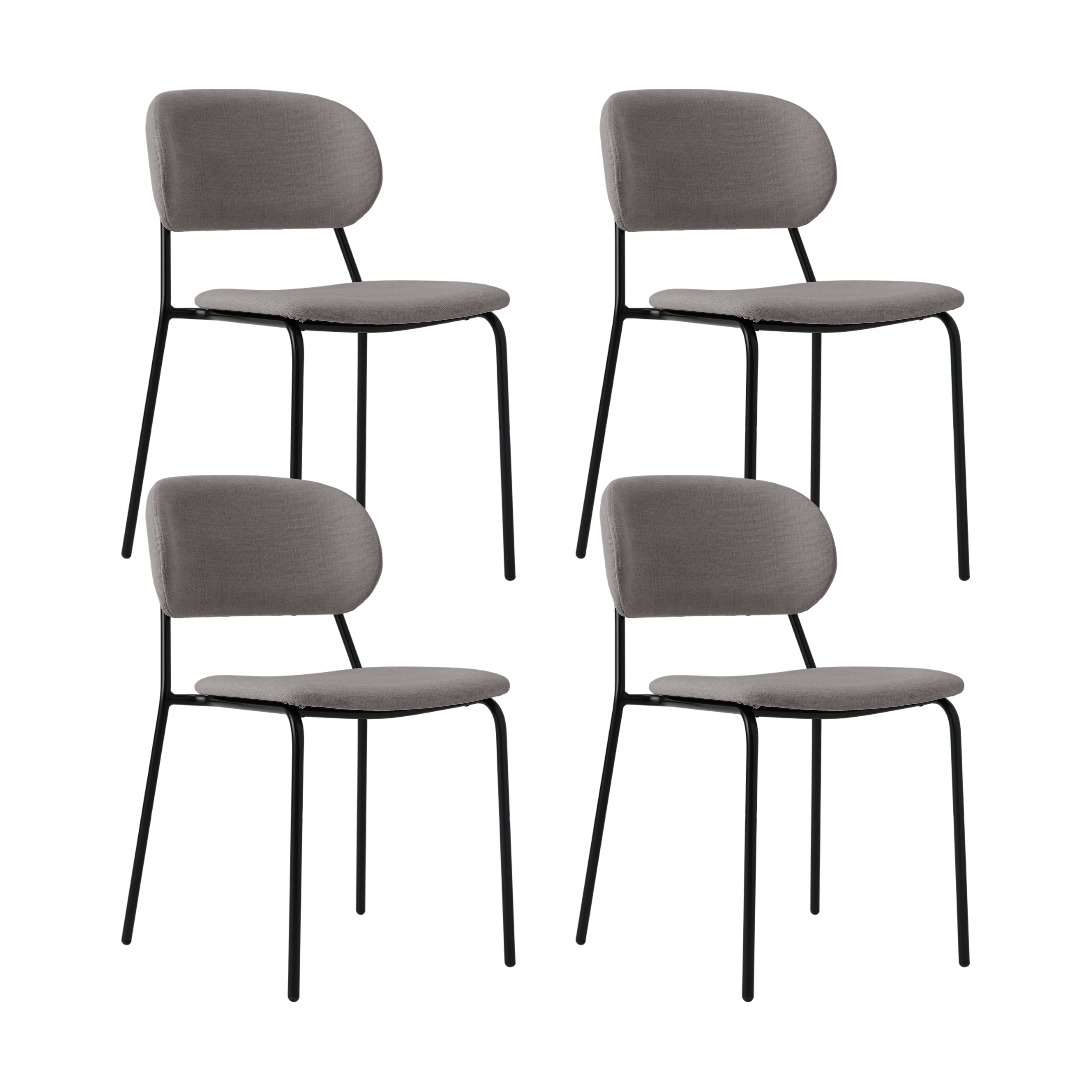 Lot de 4 chaises tissu et bois pieds métal Sofia