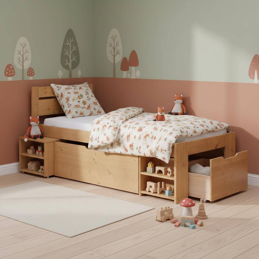 Lit rangement enfant bois massif Tara - Image 1