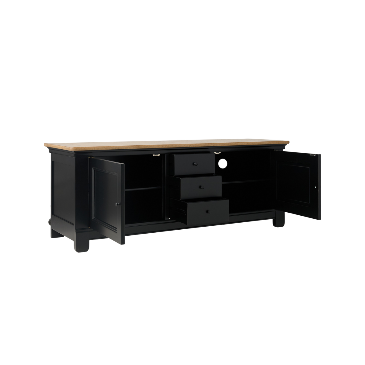 Meuble TV bois massif 2 portes 3 tiroirs Embellie Meuble TV bois massif 2 portes 3 tiroirs Embellie