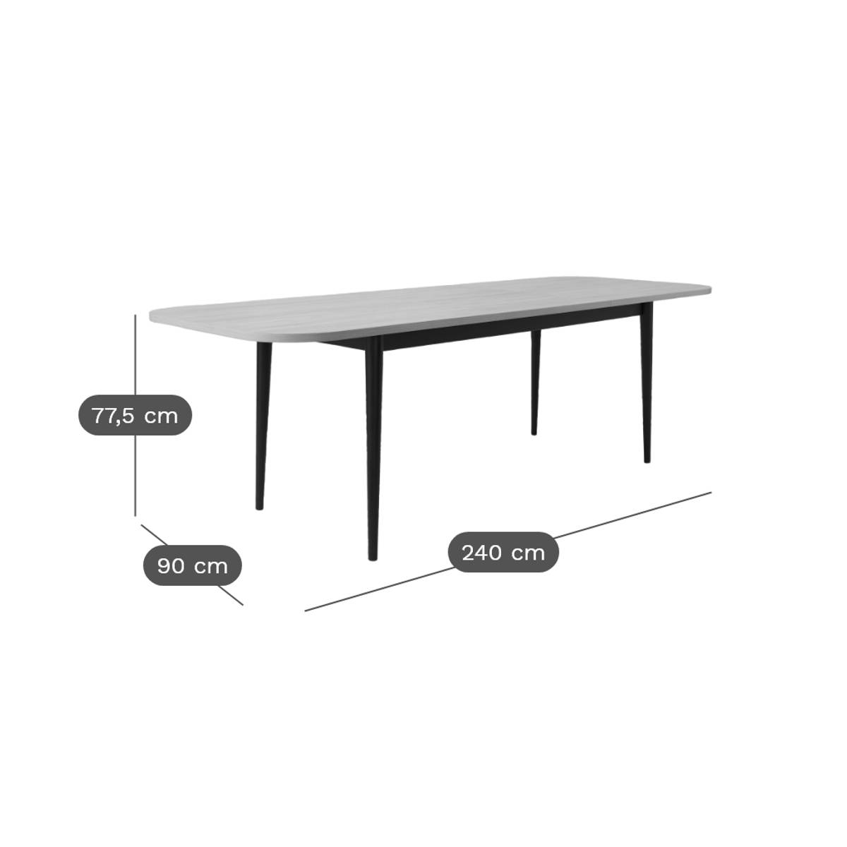 Table à manger extensible décor bois pieds métal 6 à 8 personnes Mila Table à manger extensible décor bois pieds métal 6 à 8 personnes Mila