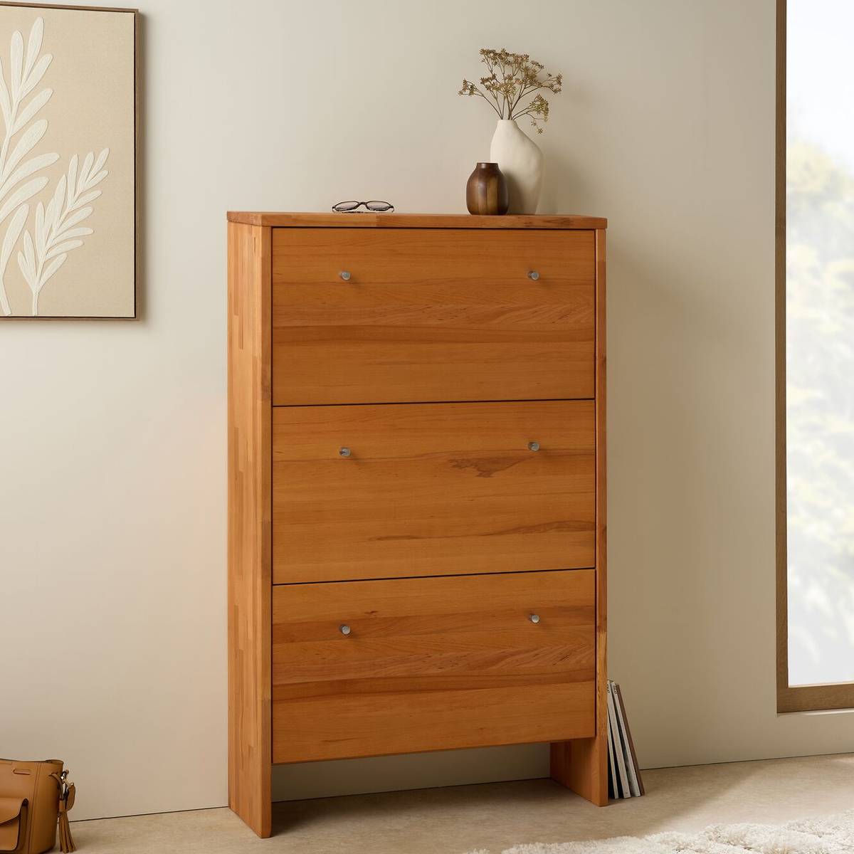 Meuble à chaussures bois massif 3 tiroirs Cyriel Meuble à chaussures bois massif 3 tiroirs Cyriel