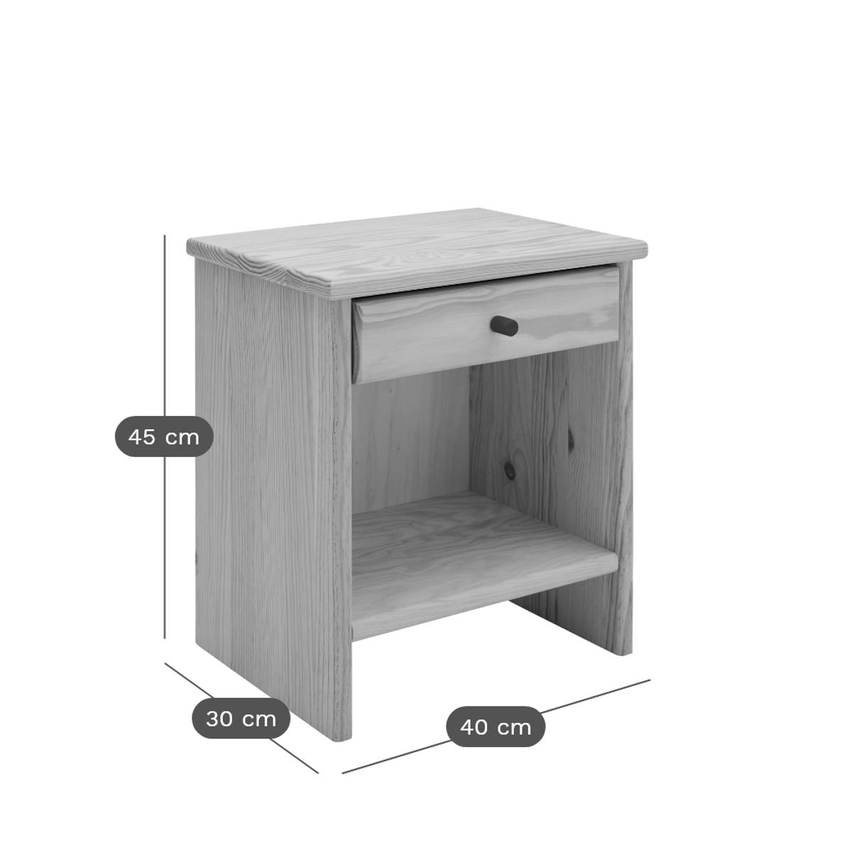 Table de chevet 1 tiroir bois massif Iris Table de chevet 1 tiroir bois massif Iris