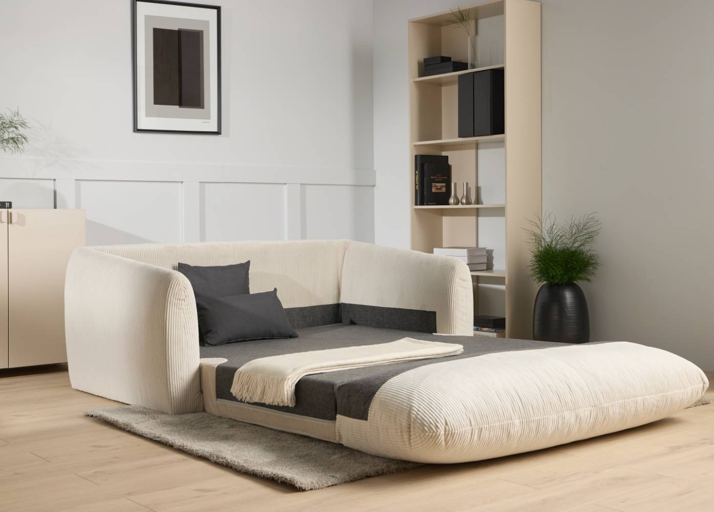 Canapé convertible déplimousse velours côtelé Palma