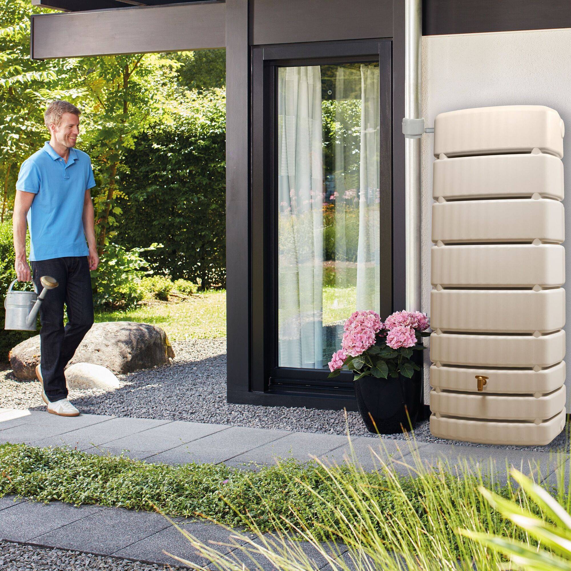 Récupérateur d'eau cuve murale 500L, Slim Sable - Image 1