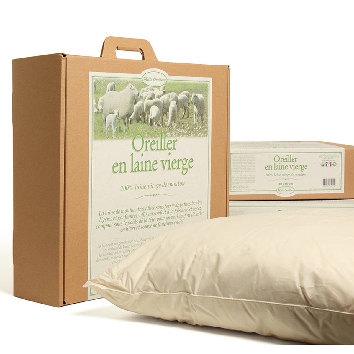 Oreiller ferme en laine vierge biologique Oreiller ferme en laine vierge biologique