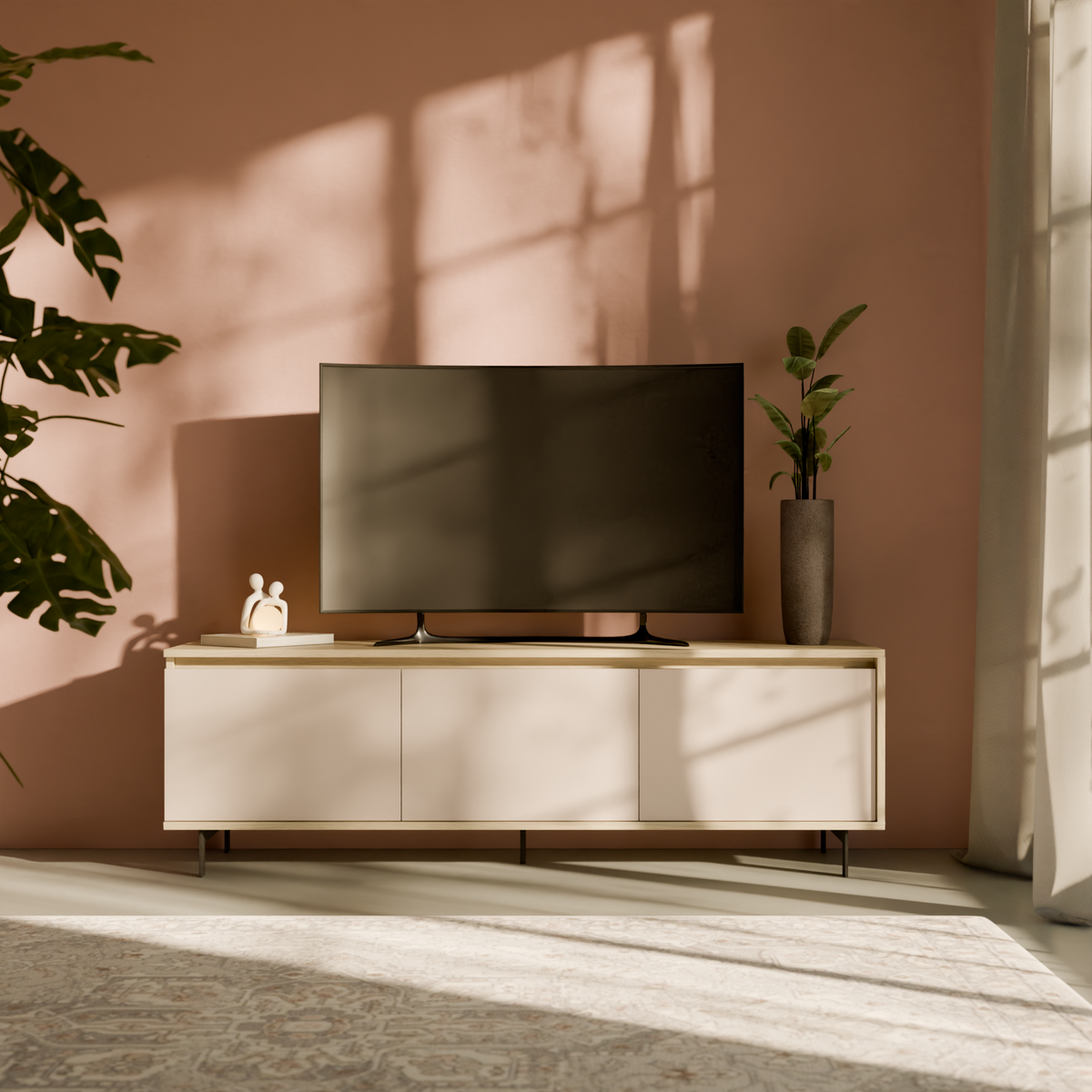 Meuble TV 3 portes décor bois Gustavo Meuble TV 3 portes décor bois Gustavo