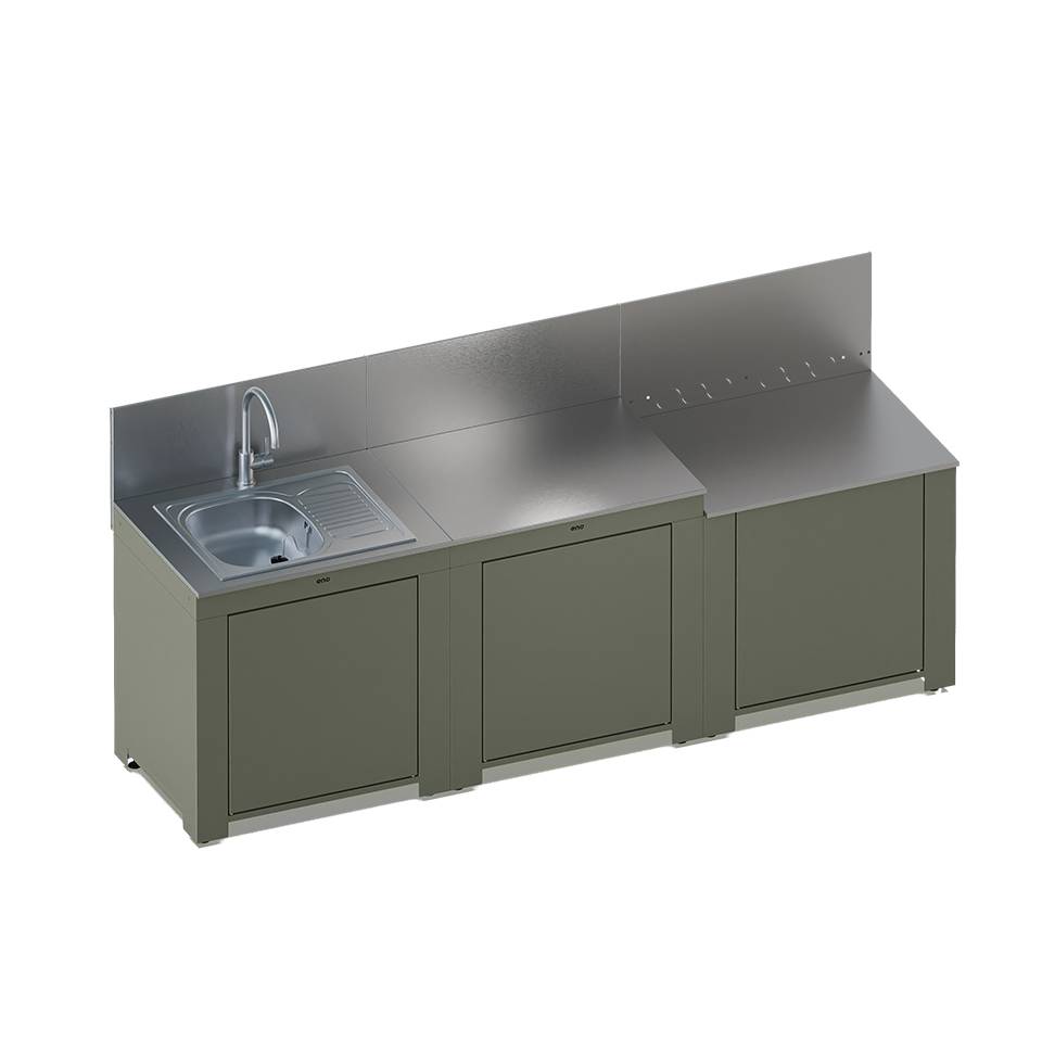 Cuisine 3 modules avec évier, Classic Vert Sauge