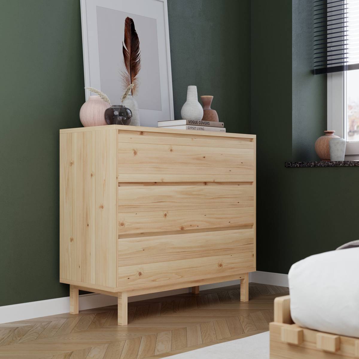 Commode pin massif 3 tiroirs Elie Commode pin massif 3 tiroirs Elie