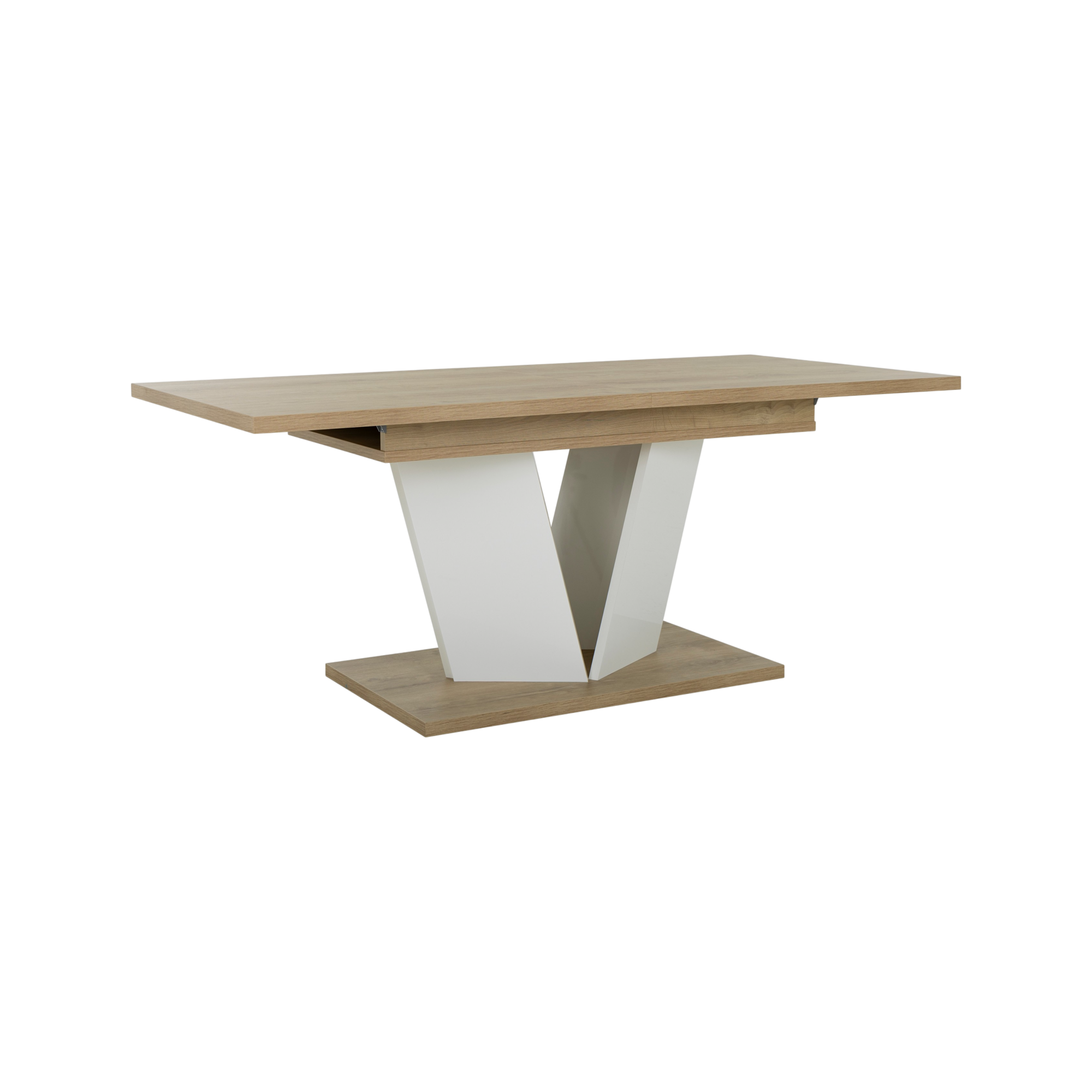 Table à manger rectangulaire extensible  décor bois et blanc 8 à 10 personnes  Gustave