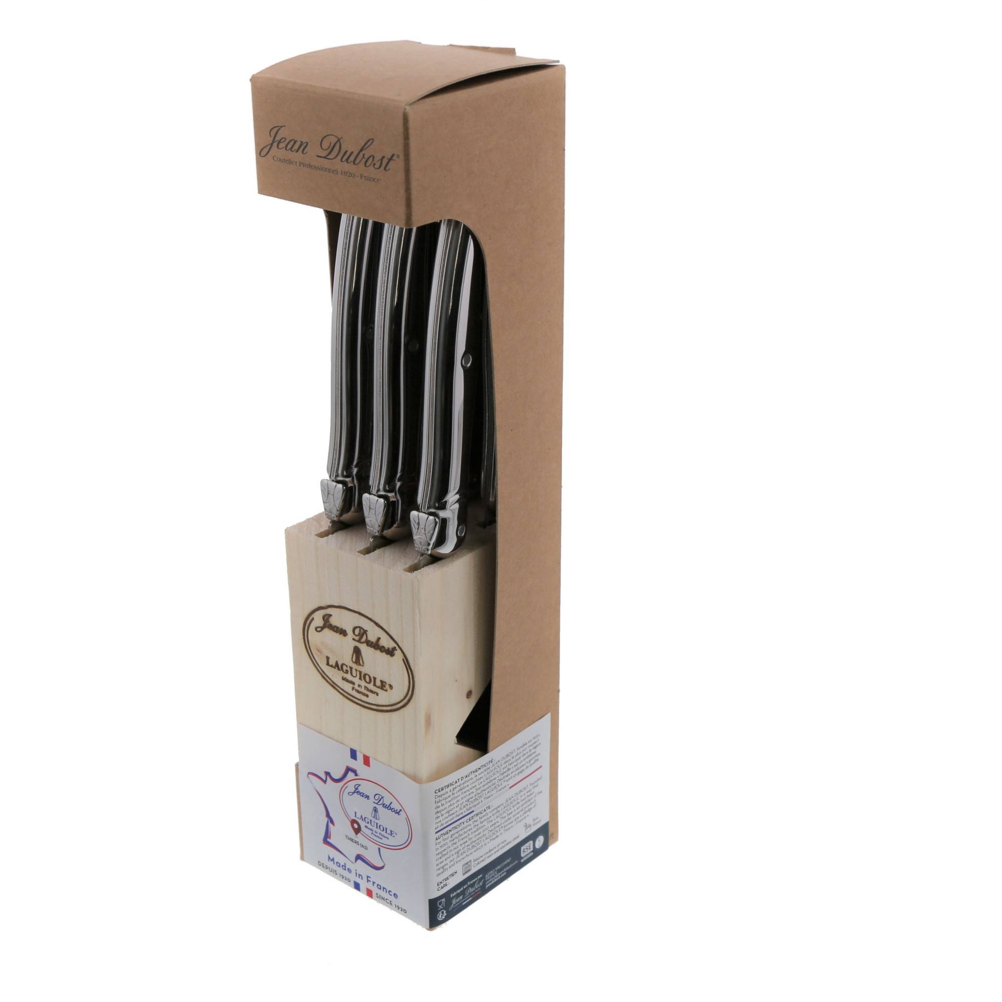 Bloc de 6 couteaux Laguiole inox JEAN DUBOST