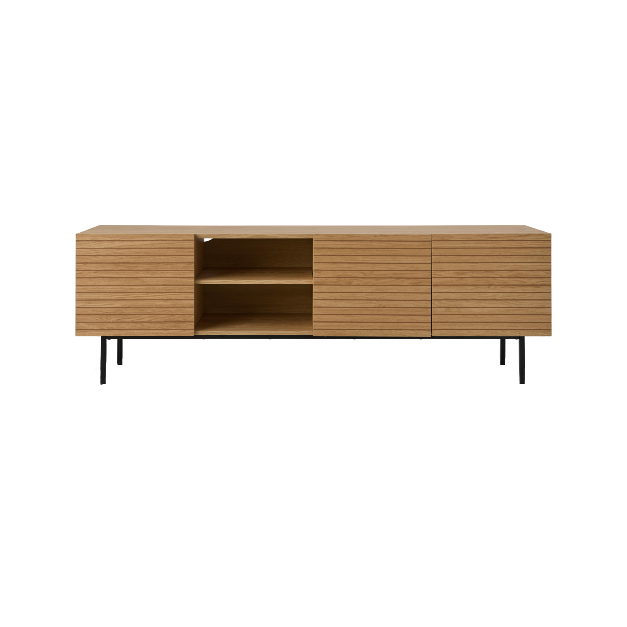 Meuble TV 3 portes bois pieds métal Alex