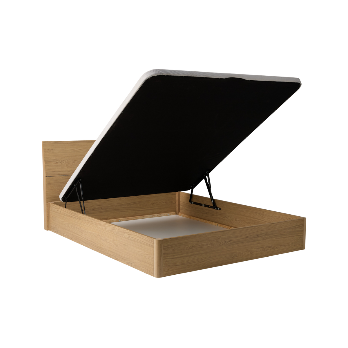 Lit coffre avec tête de lit décor bois Simon Lit coffre avec tête de lit décor bois Simon