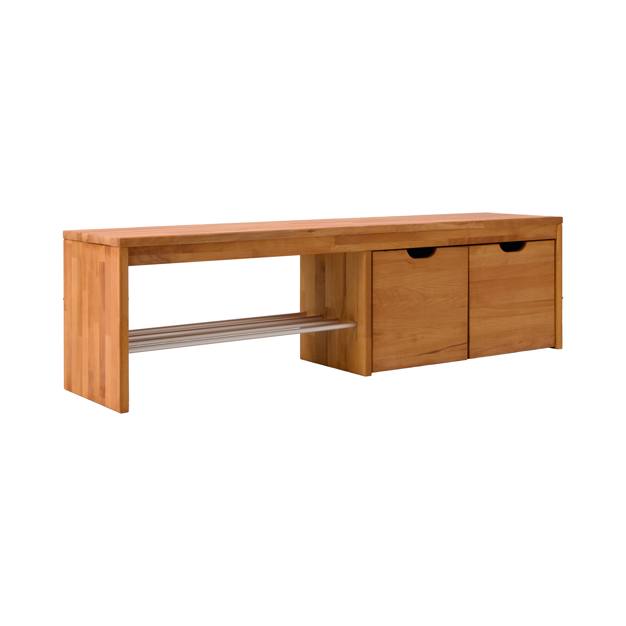 Banc à chaussures bois massif avec 2 cubes de rangement Cyriel